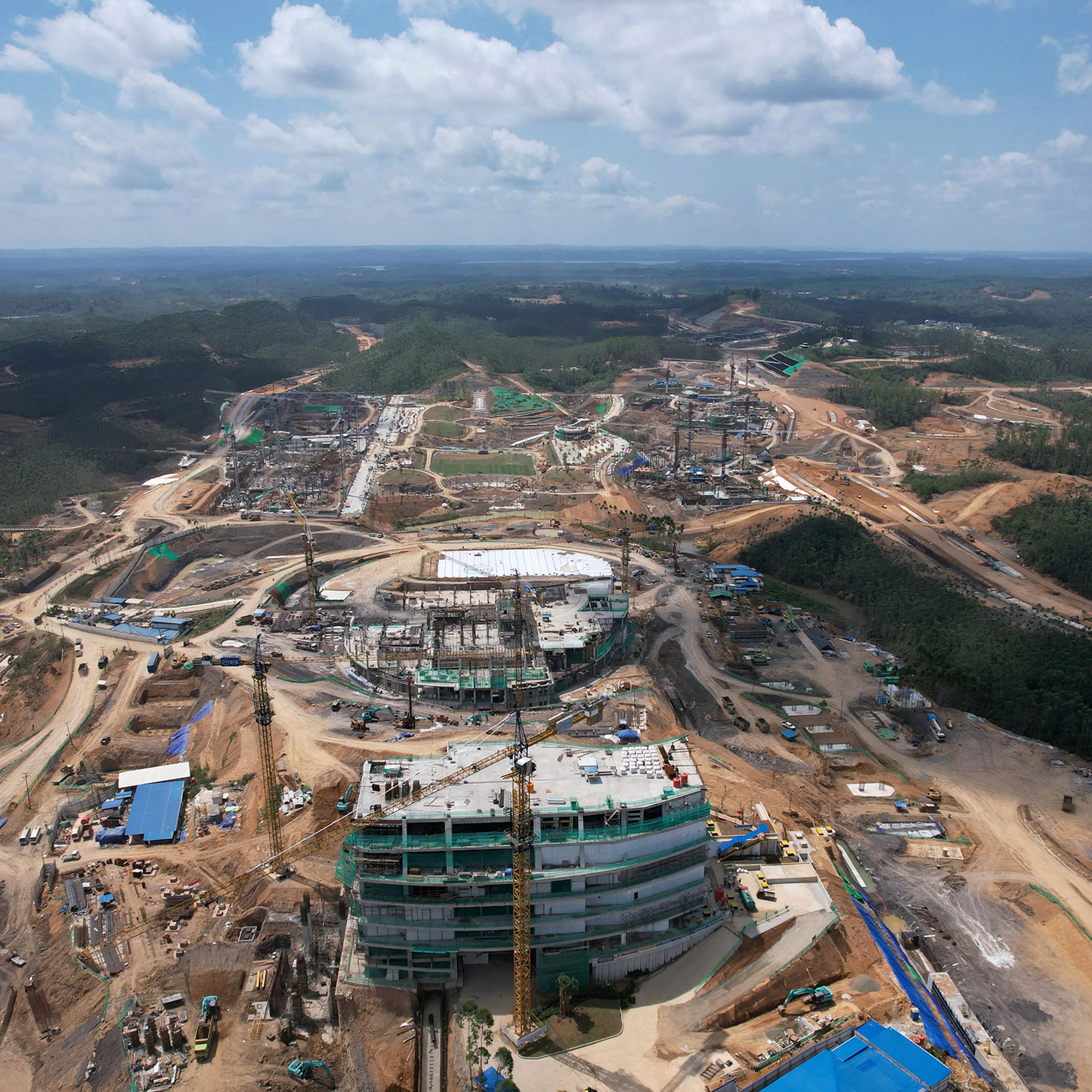 Government facilities under construction at the new national capital Nusantara in Penajam Paser Utara, Indonesia, on Sept. 21.