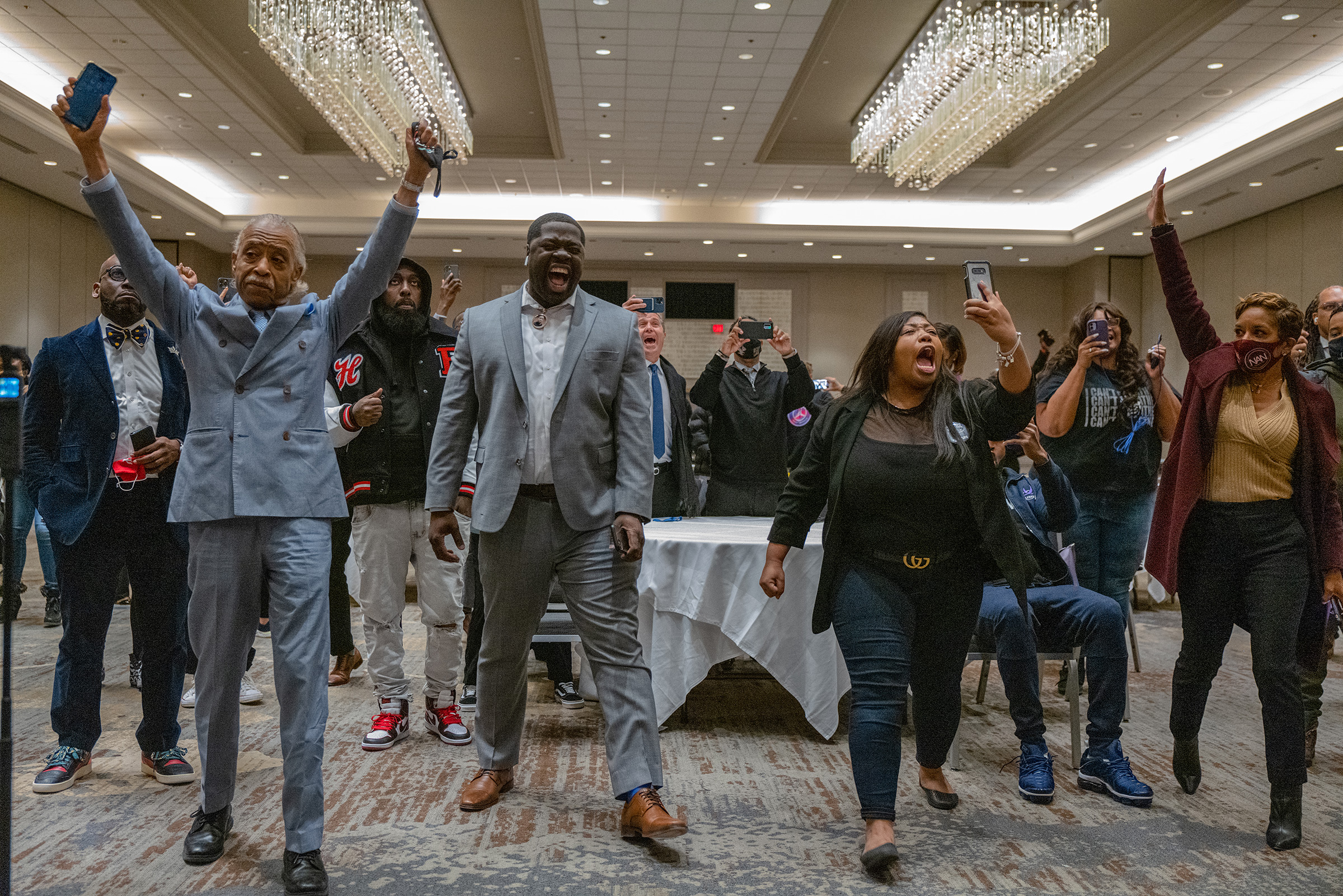 As Hennepin County Judge Peter Cahill read the final guilty verdict in the trial of former Minneapolis police officer Derek Chauvin, George Floyd's family, close friends and advisors who gathered in Minneapolis on April 20 to watch the verdict in semi pr