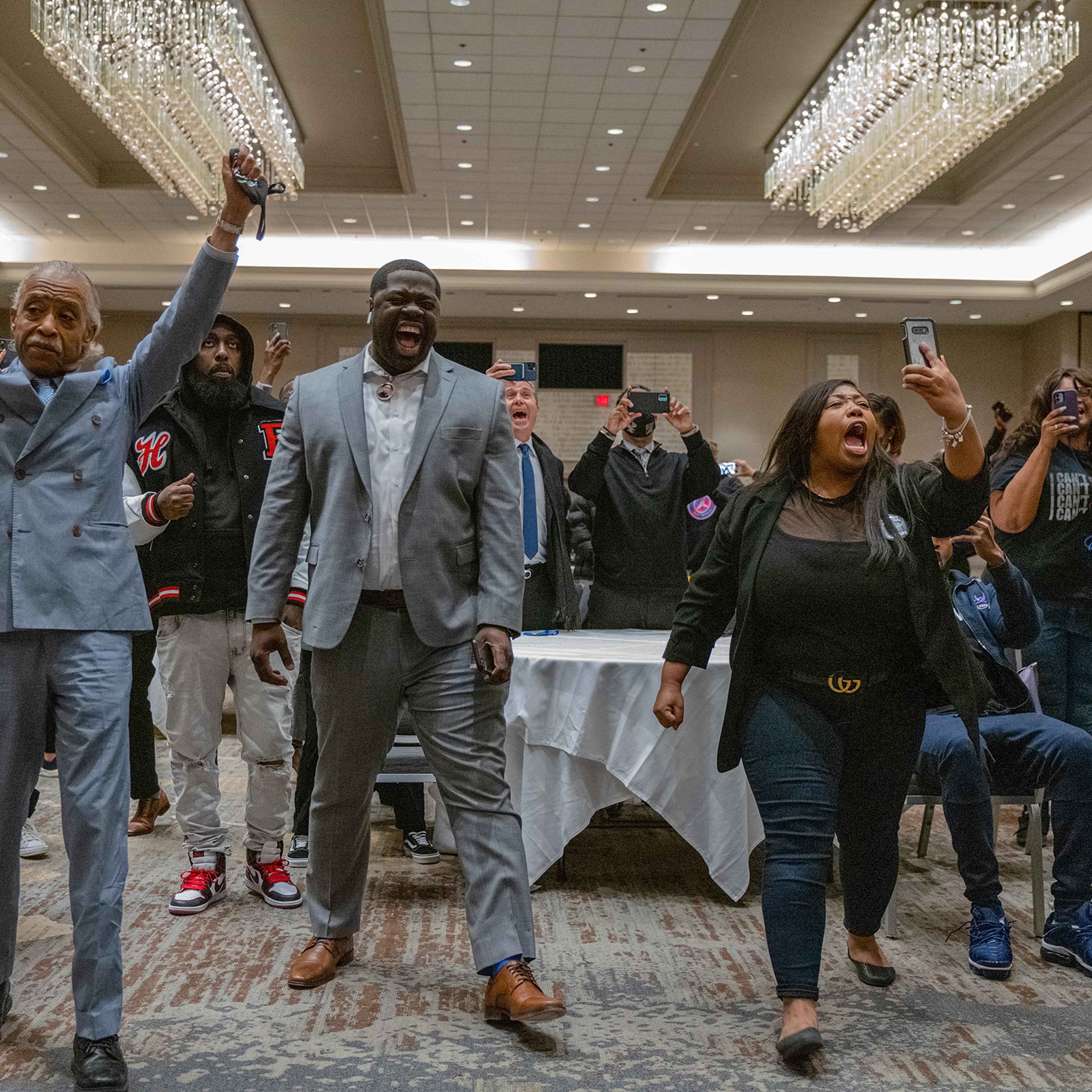 As Hennepin County Judge Peter Cahill read the final guilty verdict in the trial of former Minneapolis police officer Derek Chauvin, George Floyd's family, close friends and advisors who gathered in Minneapolis on April 20 to watch the verdict in semi pr