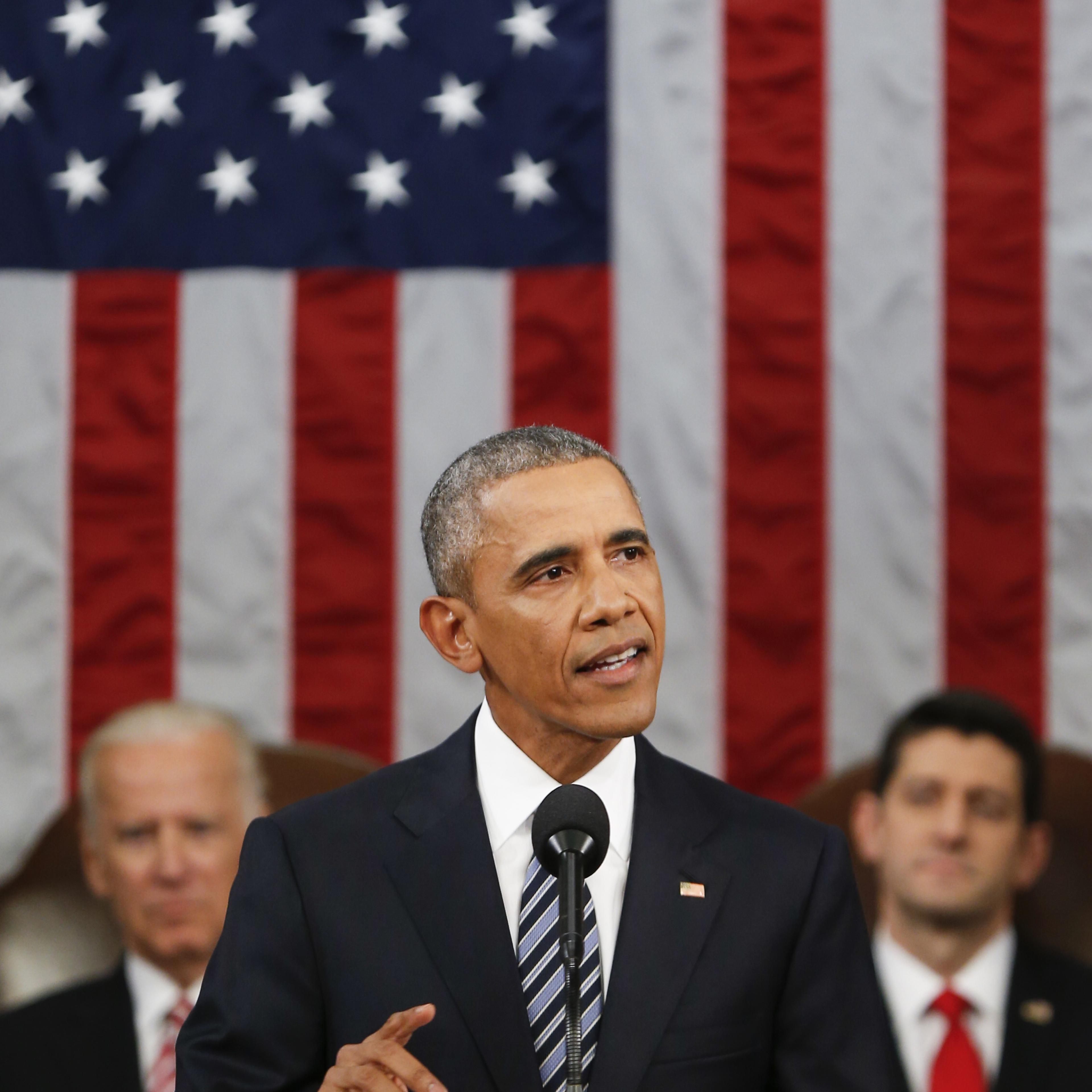 Aiming high: President Obama, at his final State of the Union, called for a 'moonshot' against cancer