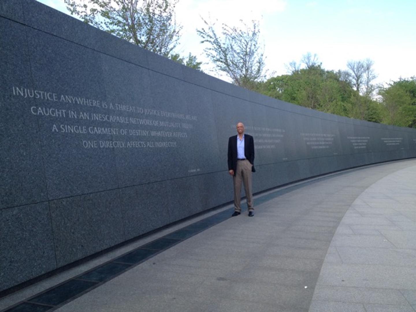 Kareem Abdul-Jabbar at the Martin Luther King, Jr. Memorial in Washington.