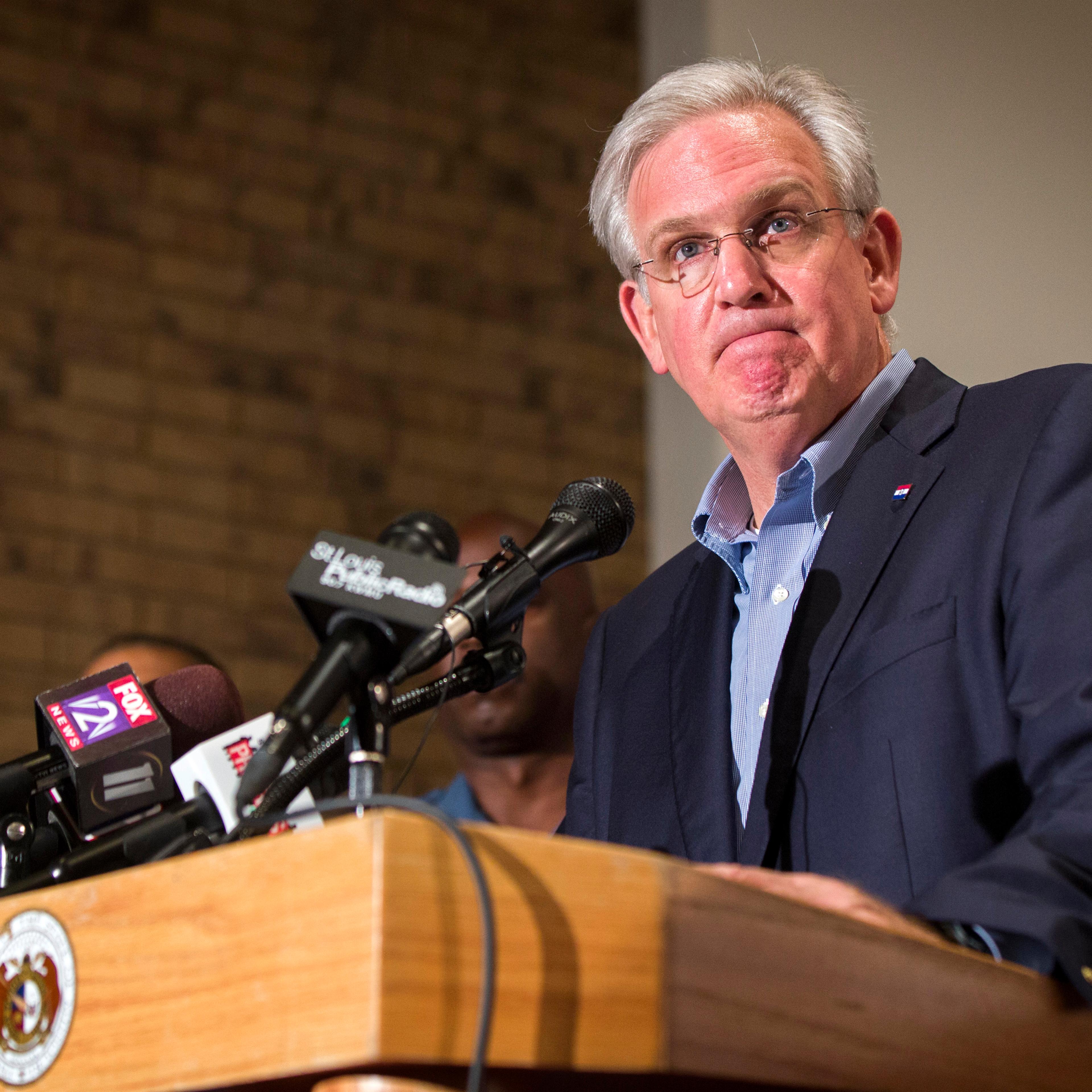 Missouri Governor Jay Nixon declares a state of emergency and curfew in response to looting the previous night in Ferguson, Missouri on Aug. 16, 2014.