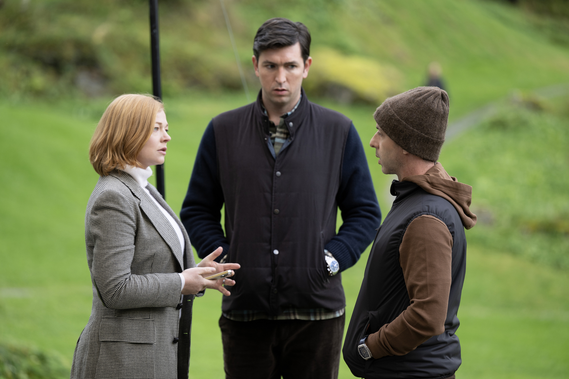 HBO Succession S4  09.19.22  NORWAY  sc- 405-,43.  ext screening room  Kalspitron screened, Shiv flirts with Tom Kriti Fitts - Publicist kristi.fitts@warnermedia.com   Succession S4 | Sourdough Productions, LLC Kaufmann Astoria Studios 34-12 36th St 3rd 