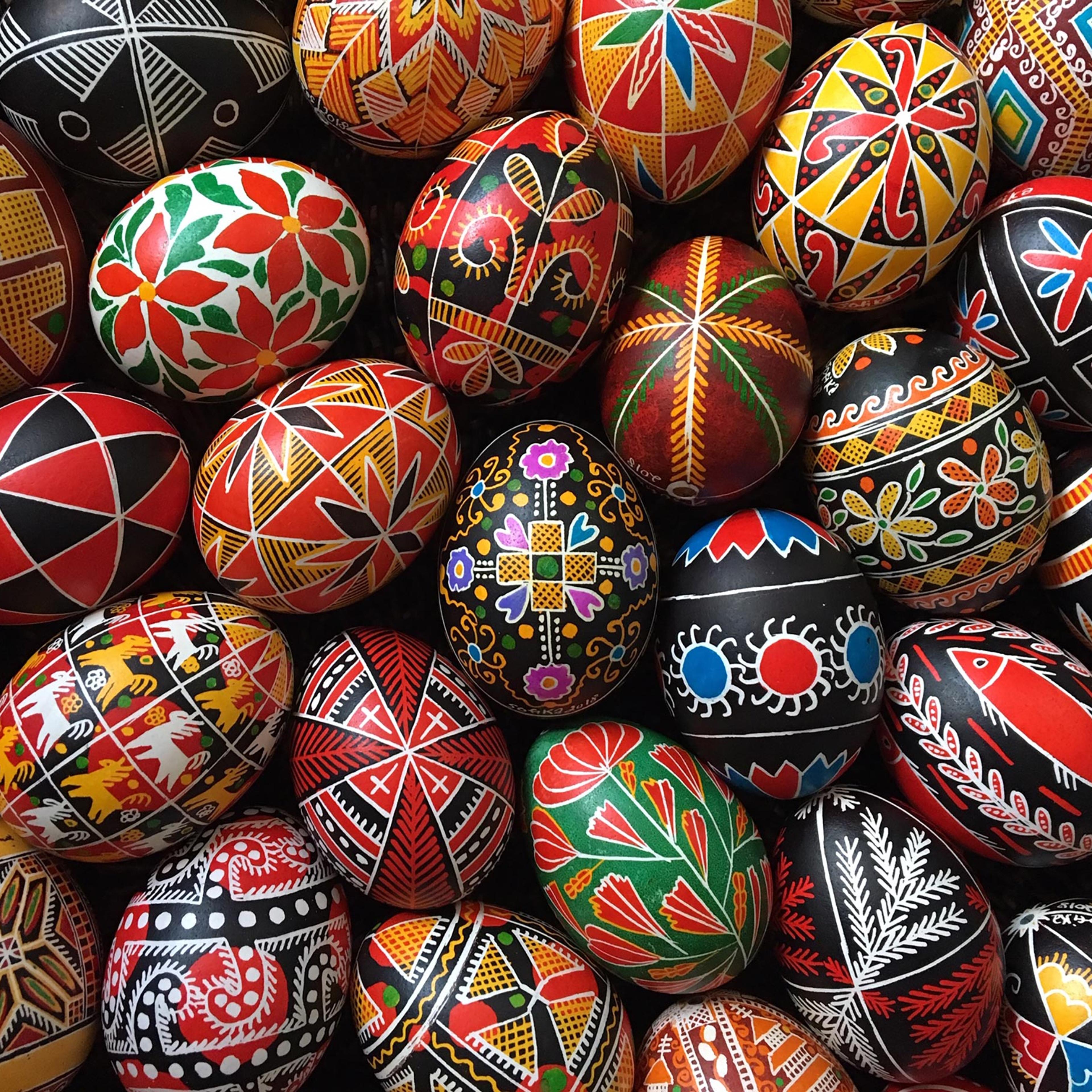 Ukrainian easter eggs decorated by New York City-based pysanka artist Sofika Zielyk
