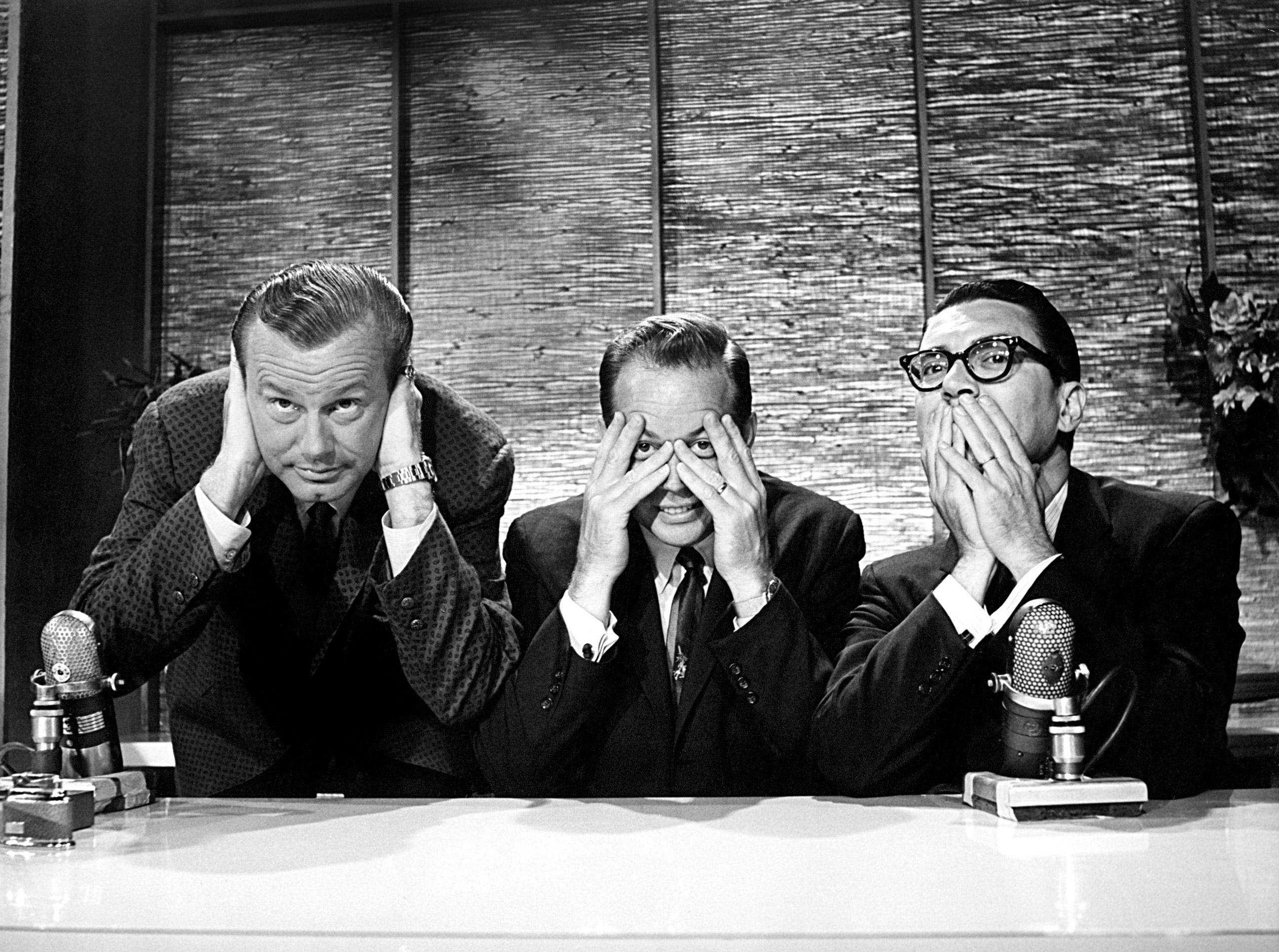 The Tonight Show with Jack Parr: (l-r) Jack Paar, Hugh Downs, Jose Melis.