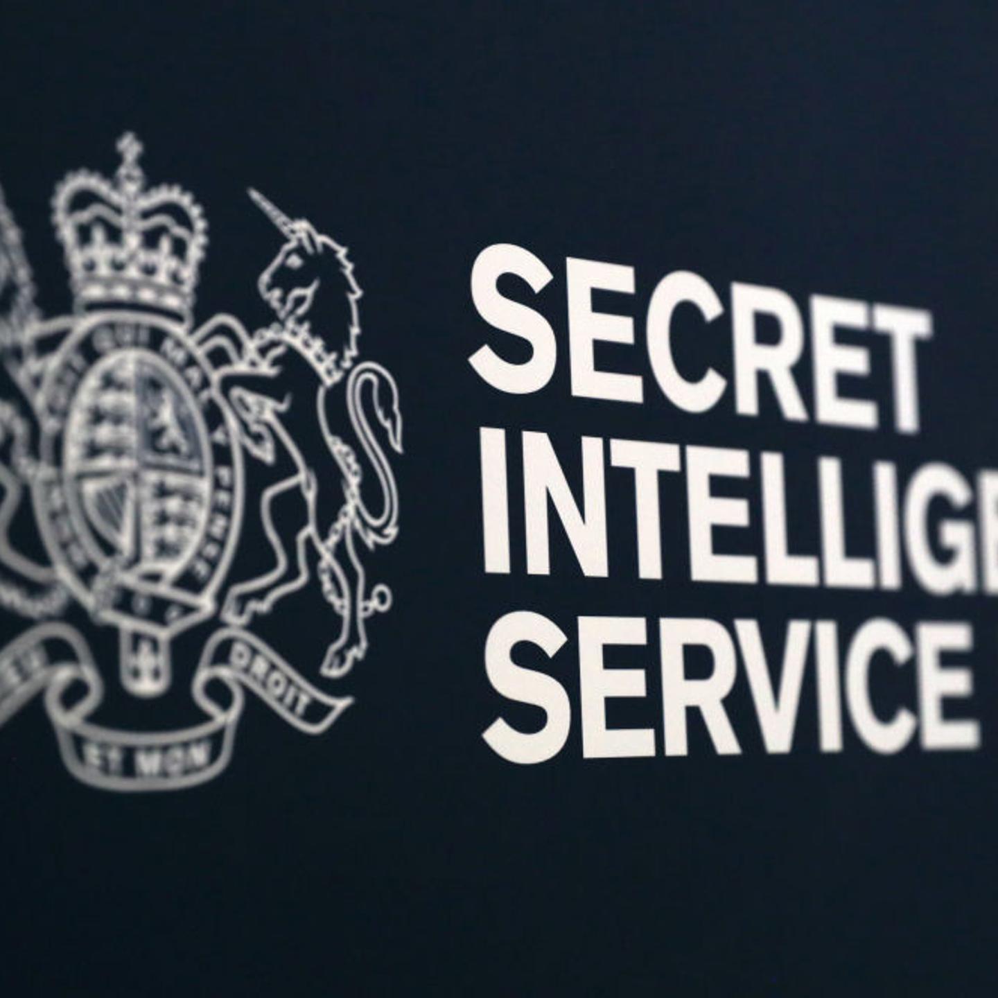 A Secret Intelligence Service sign at the entrance to Buchanan Theatre in 2018.