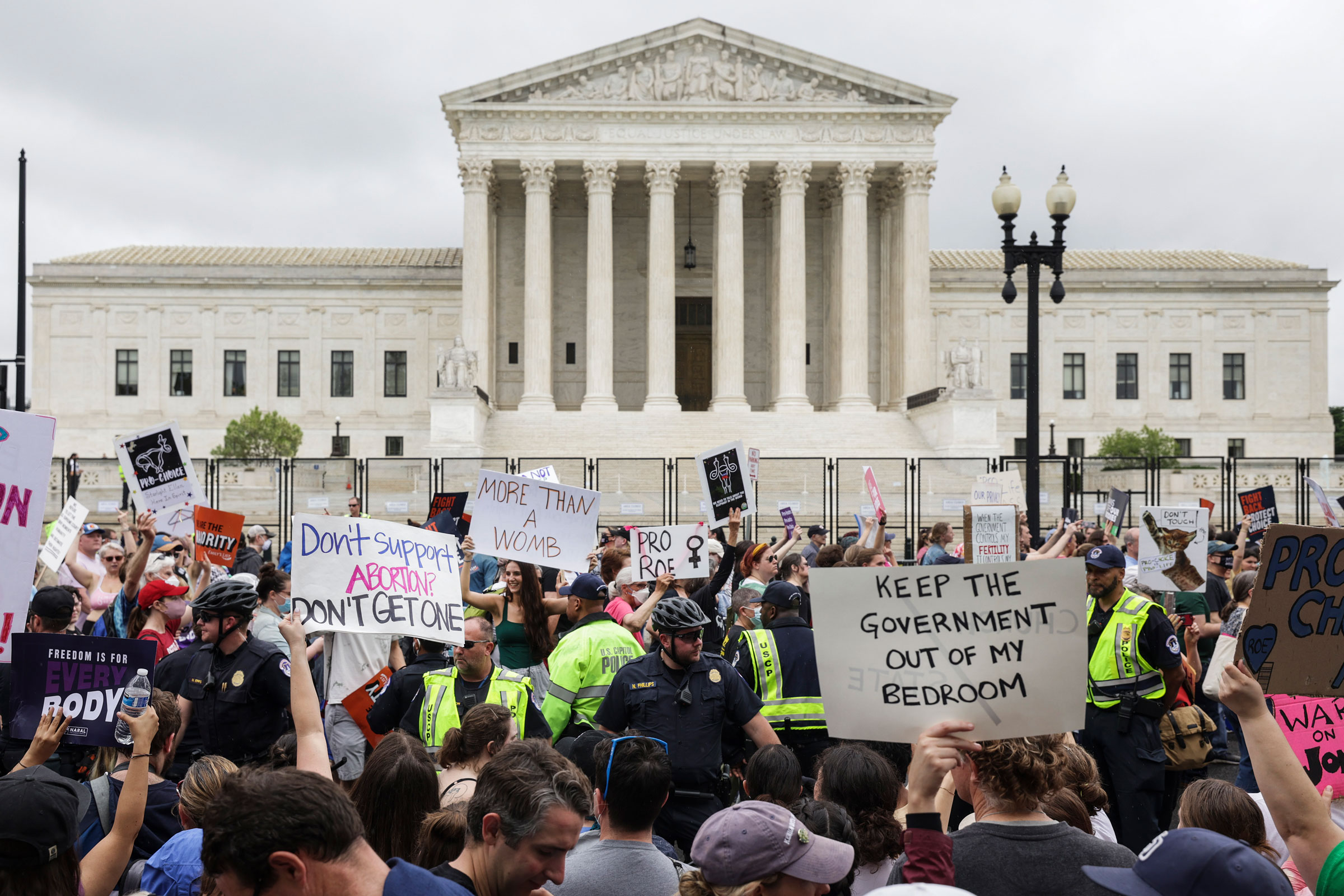 Abortion rights activists participate in a Bans Off Our Bodies rally at the U.S. Supreme Court