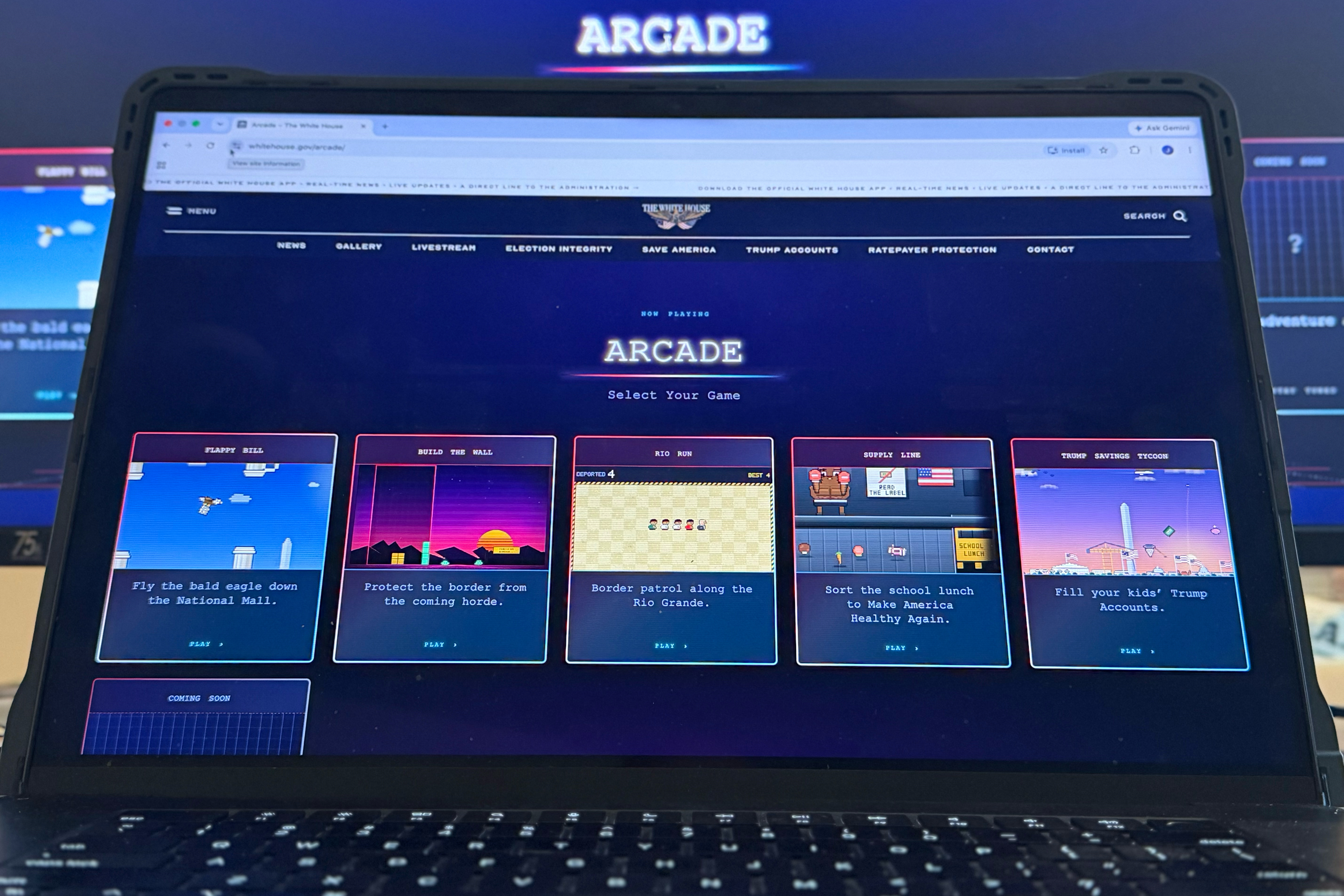 White House 'Arcade' Invites Players to 'Build the Wall' and 'Fill a Trump Account'