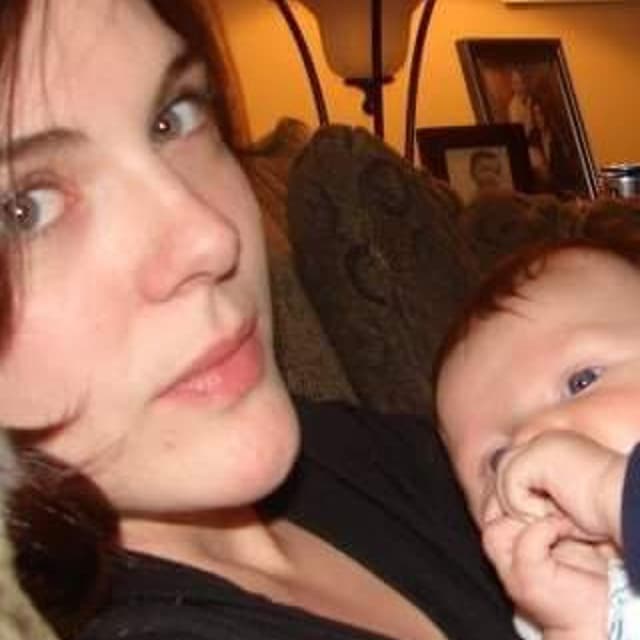 Leslie Neuman with her baby, Connor Kleemann.