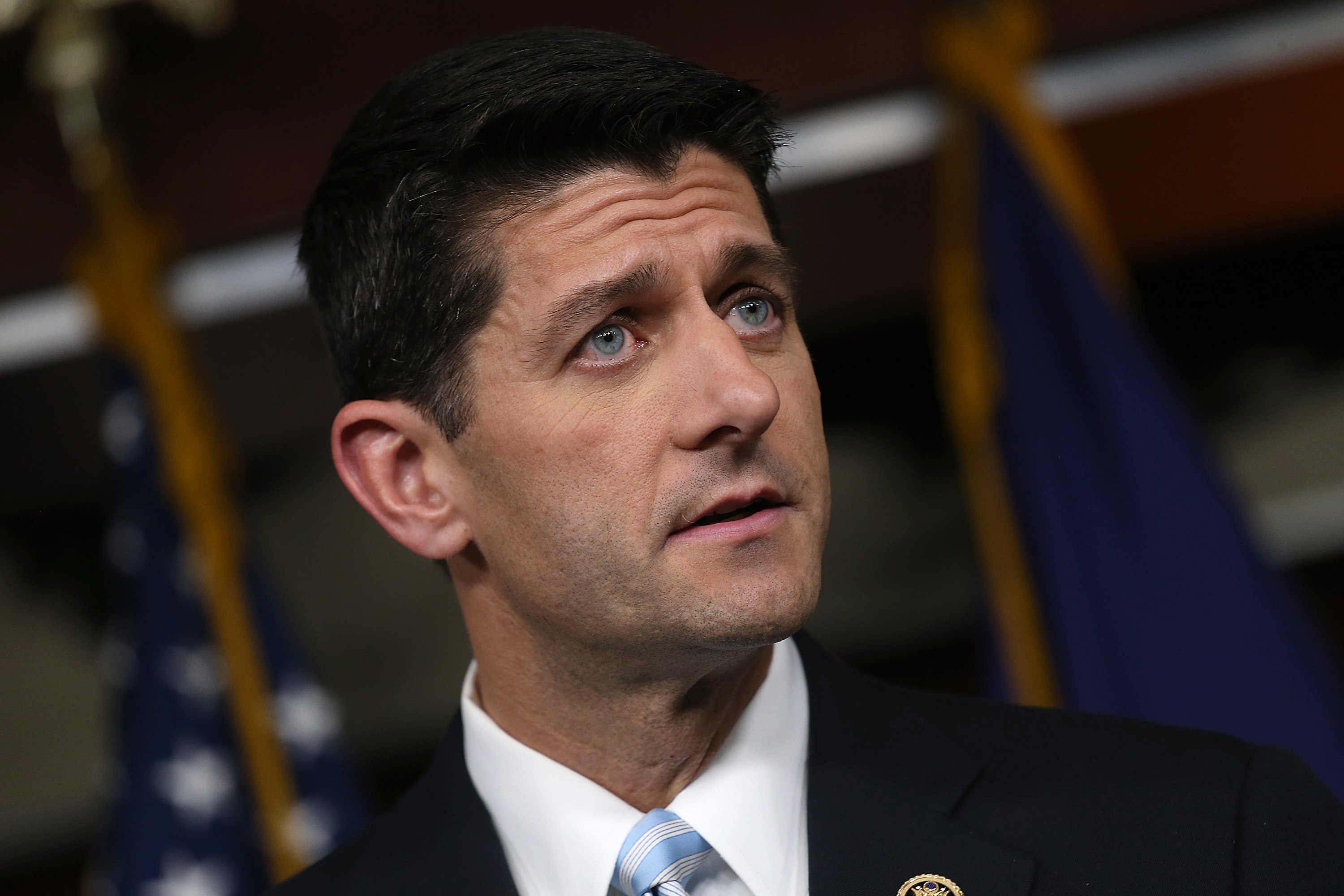 WASHINGTON, DC - OCTOBER 20: Rep. Paul Ryan (R-WI) speaks following a meeting of House Republicans at the U.S. Capitol October 20, 2015 in Washington, DC. Ryan has said he is willing to be the next Speaker of the House if all House Republicans endorse hi