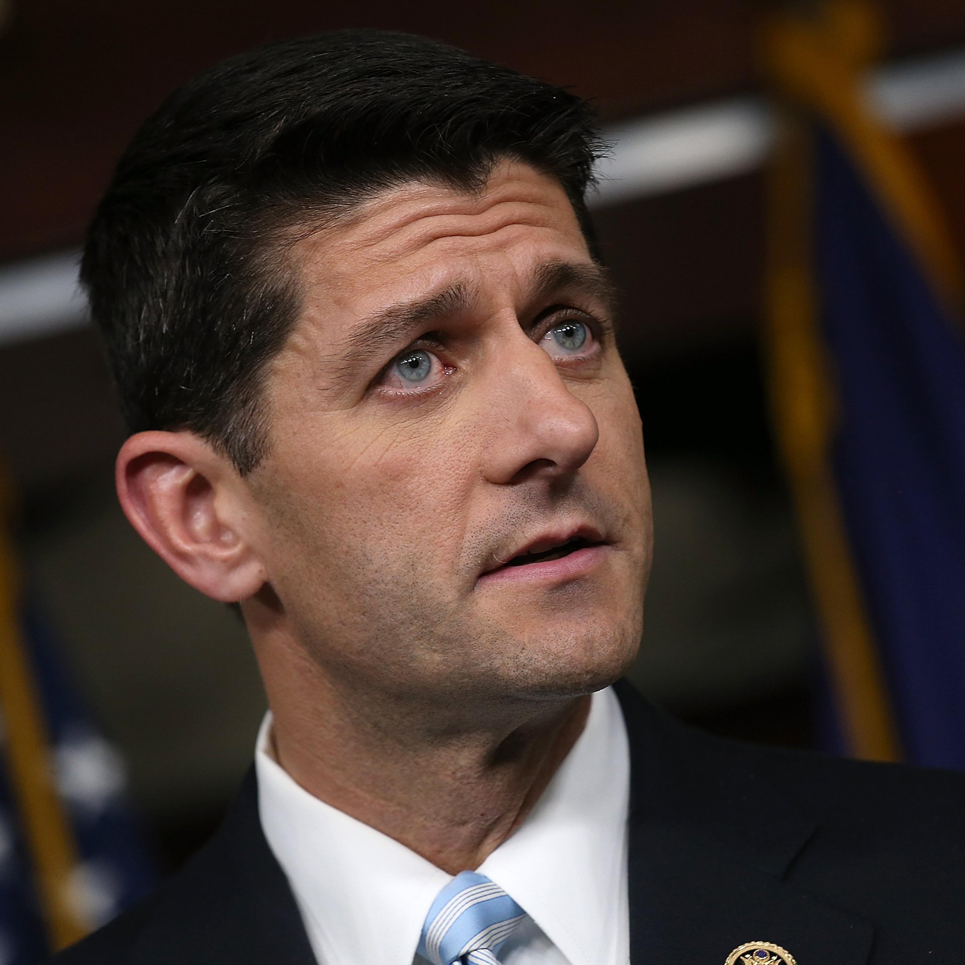 WASHINGTON, DC - OCTOBER 20: Rep. Paul Ryan (R-WI) speaks following a meeting of House Republicans at the U.S. Capitol October 20, 2015 in Washington, DC. Ryan has said he is willing to be the next Speaker of the House if all House Republicans endorse hi