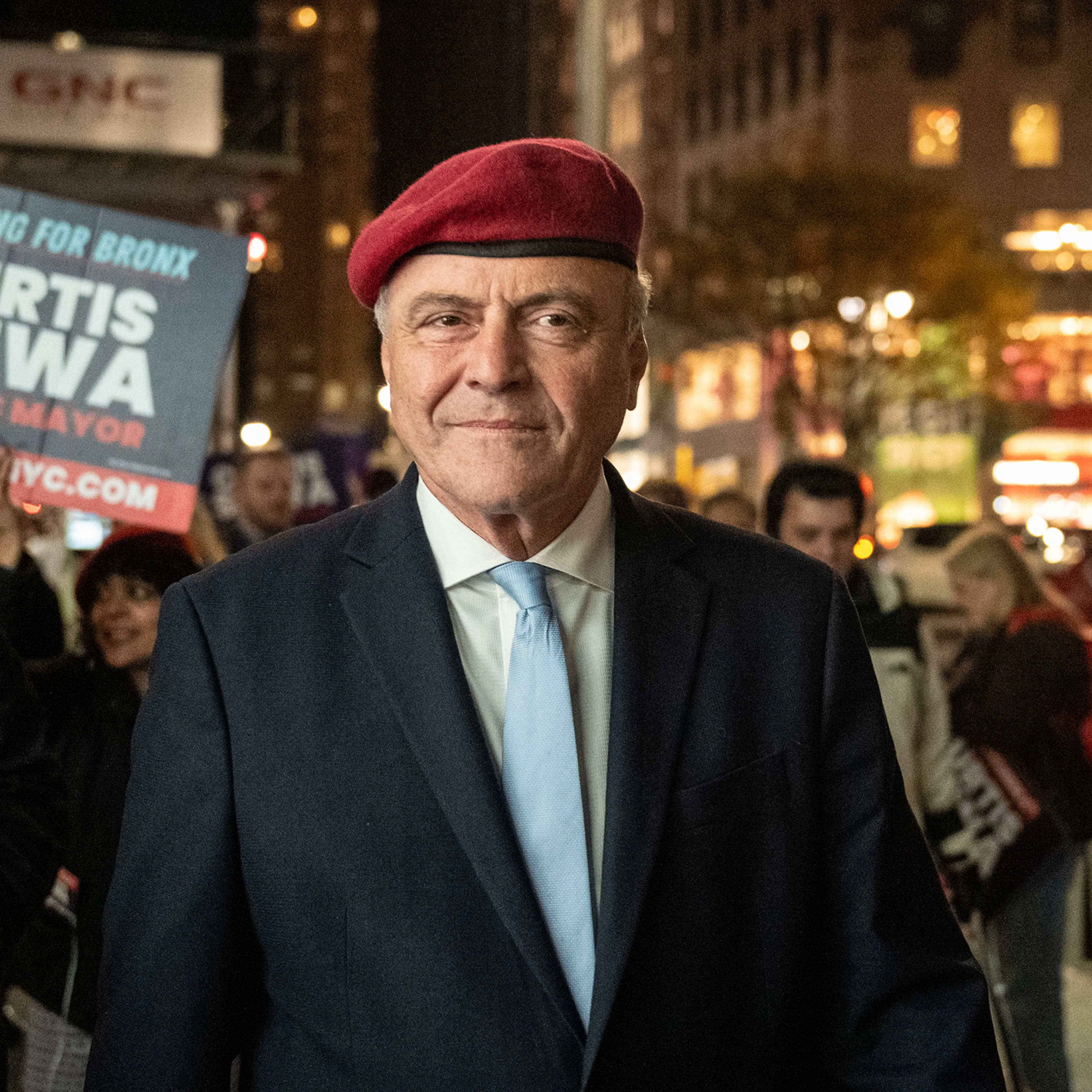 Republican candidate for mayor of New York City, Curtis Sliwa, campaigns in the Manhattan borough in New York City on Nov. 2, 2025.