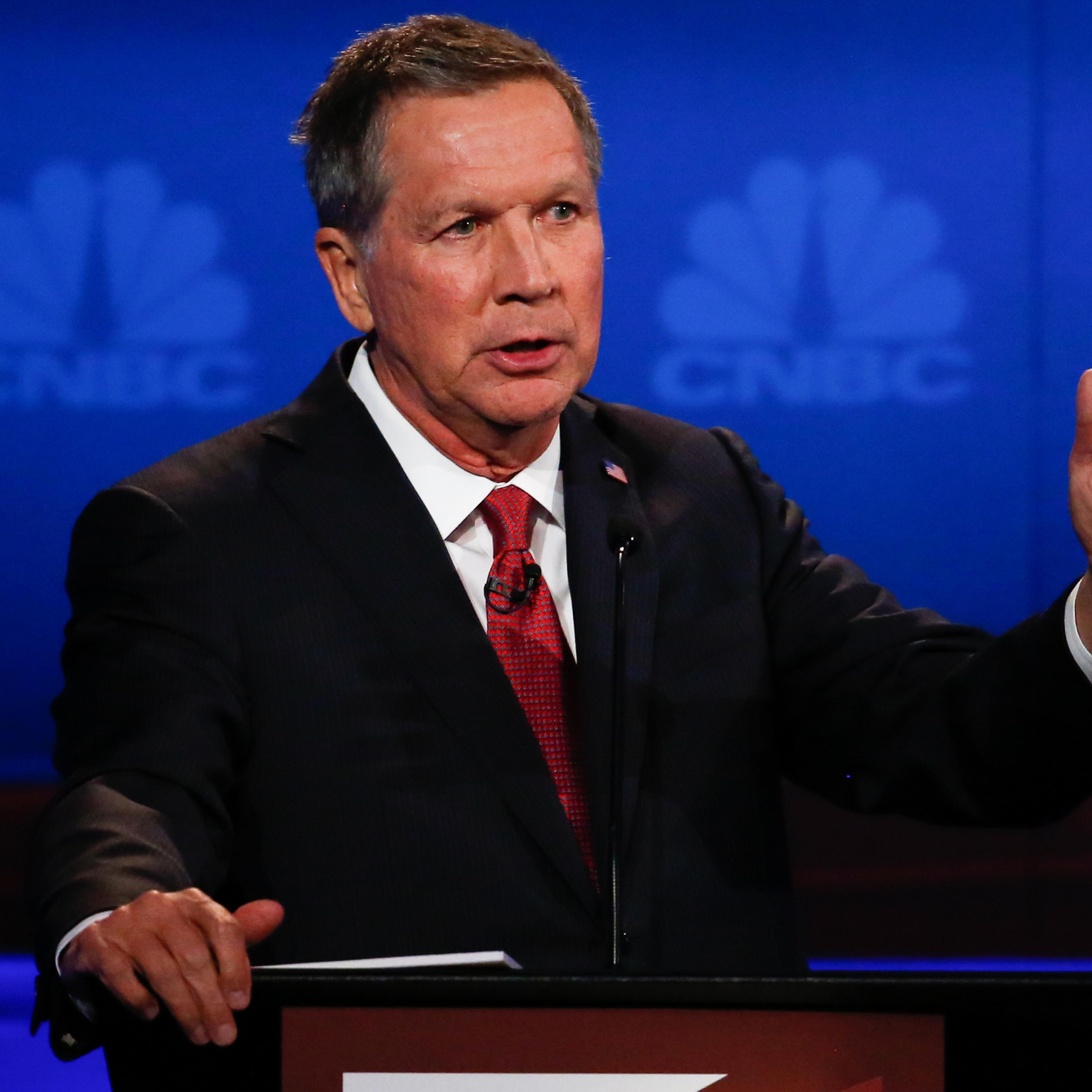 John Kasich participates in CNBC's "Your Money, Your Vote: The Republican Presidential Debate" live from the University of Colorado Boulder in Boulder, Colorado, on Oct, 28, 2015.