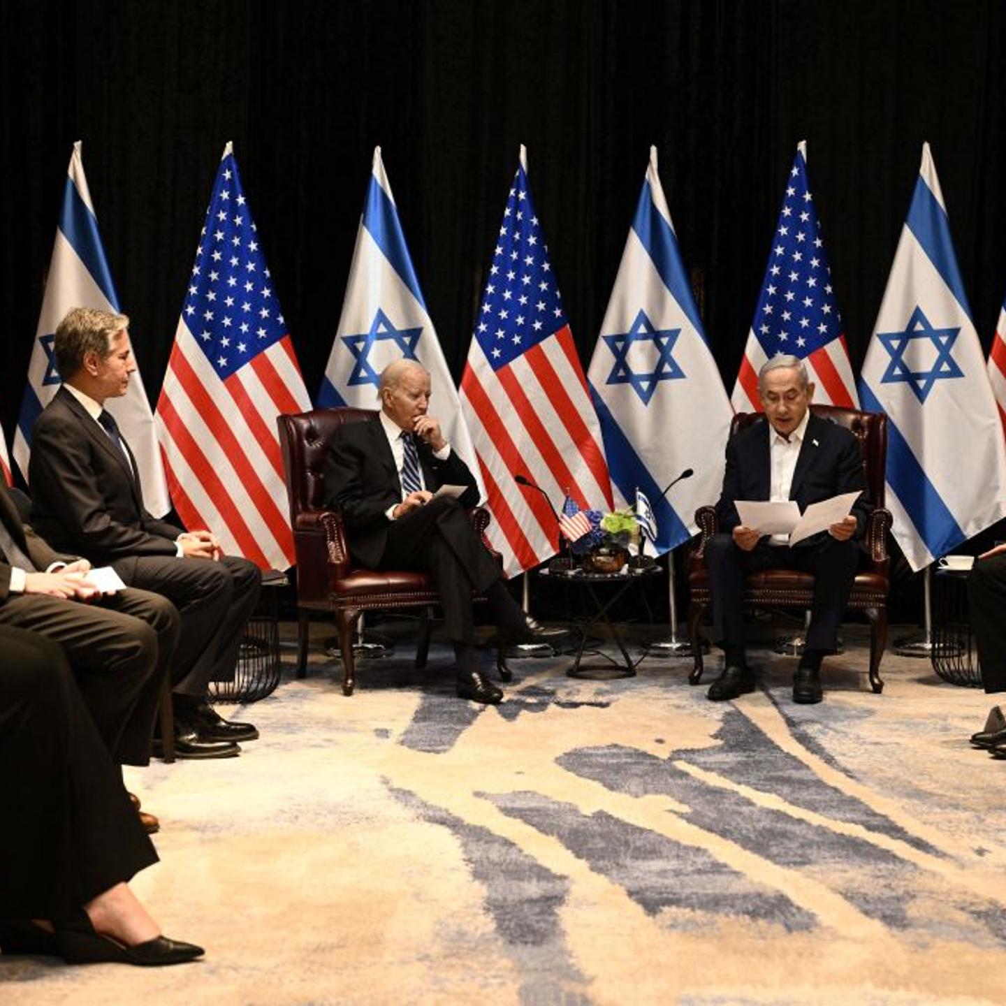 President Joe Biden and U.S. officials meet with Israel's Prime Minister Benjamin Netanyahu.