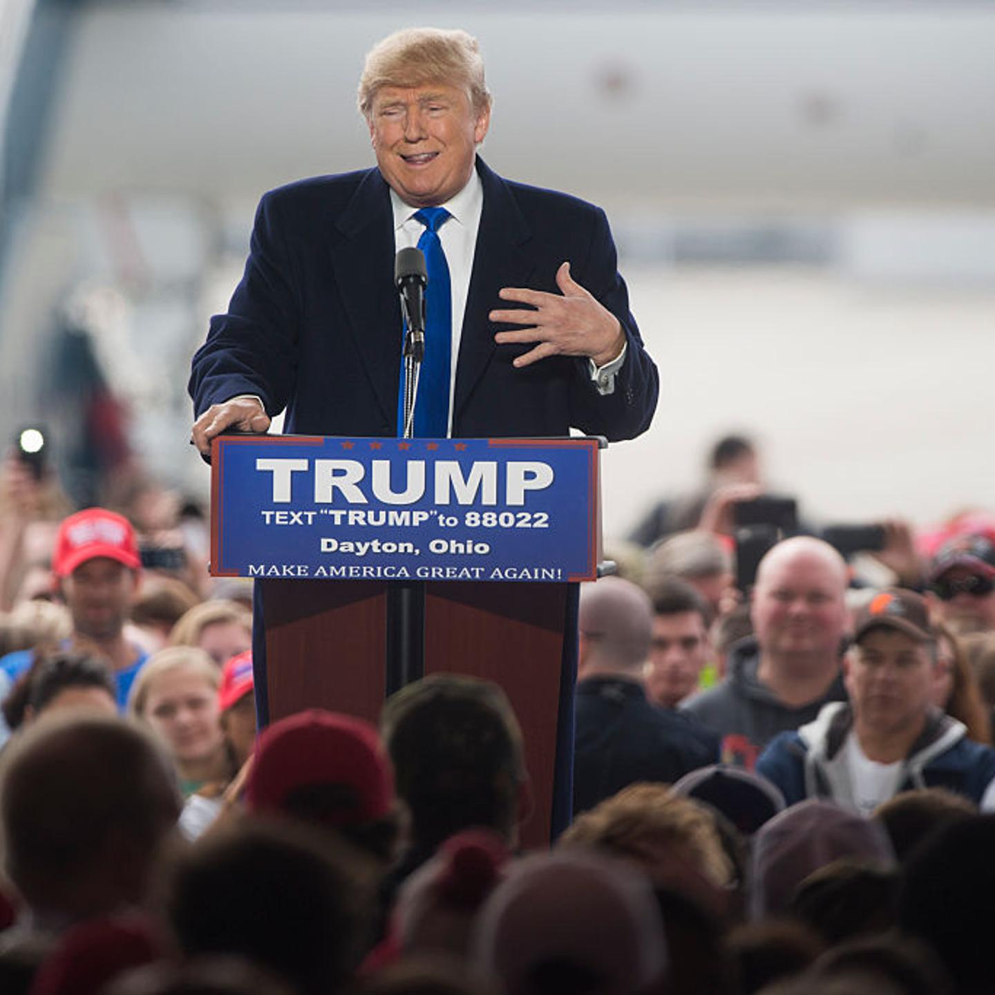 Donald Trump speaks at a campaign rally on March 12 in Vandailia, Ohio.