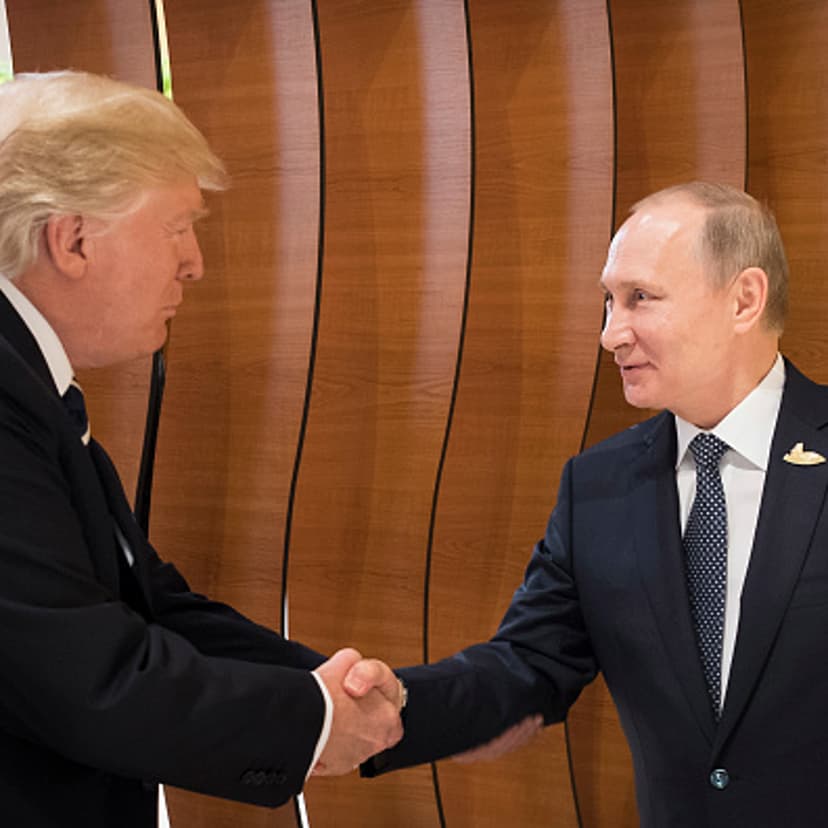 President Trump shakes hands with Russian President Vladimir Putin during the G20 meeting in Germany.