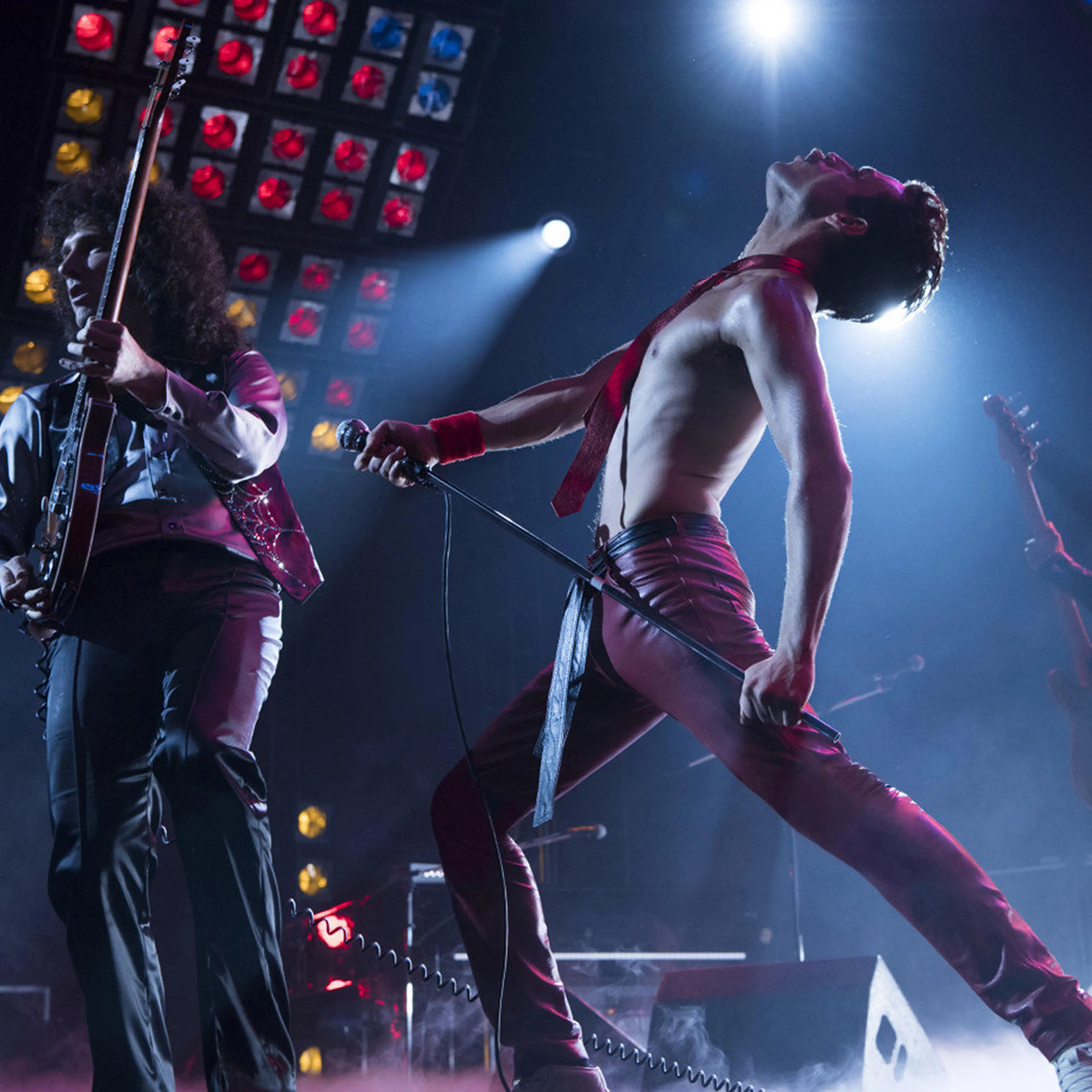 Gwilym Lee and Rami Malek in Bohemian Rhapsody.