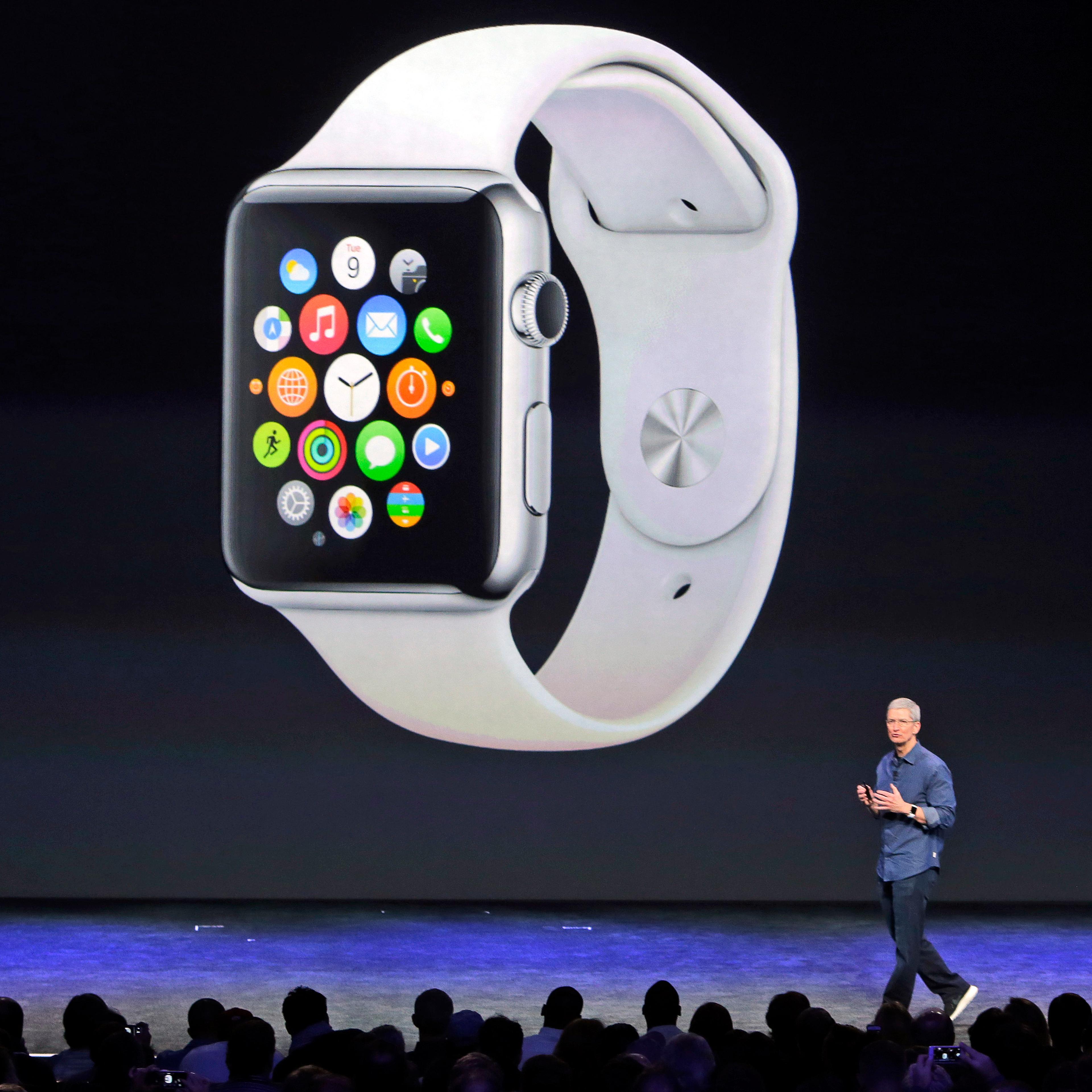 Apple CEO Tim Cook introduces the new Apple Watch on Sept. 9, 2014, in Cupertino, Calif.