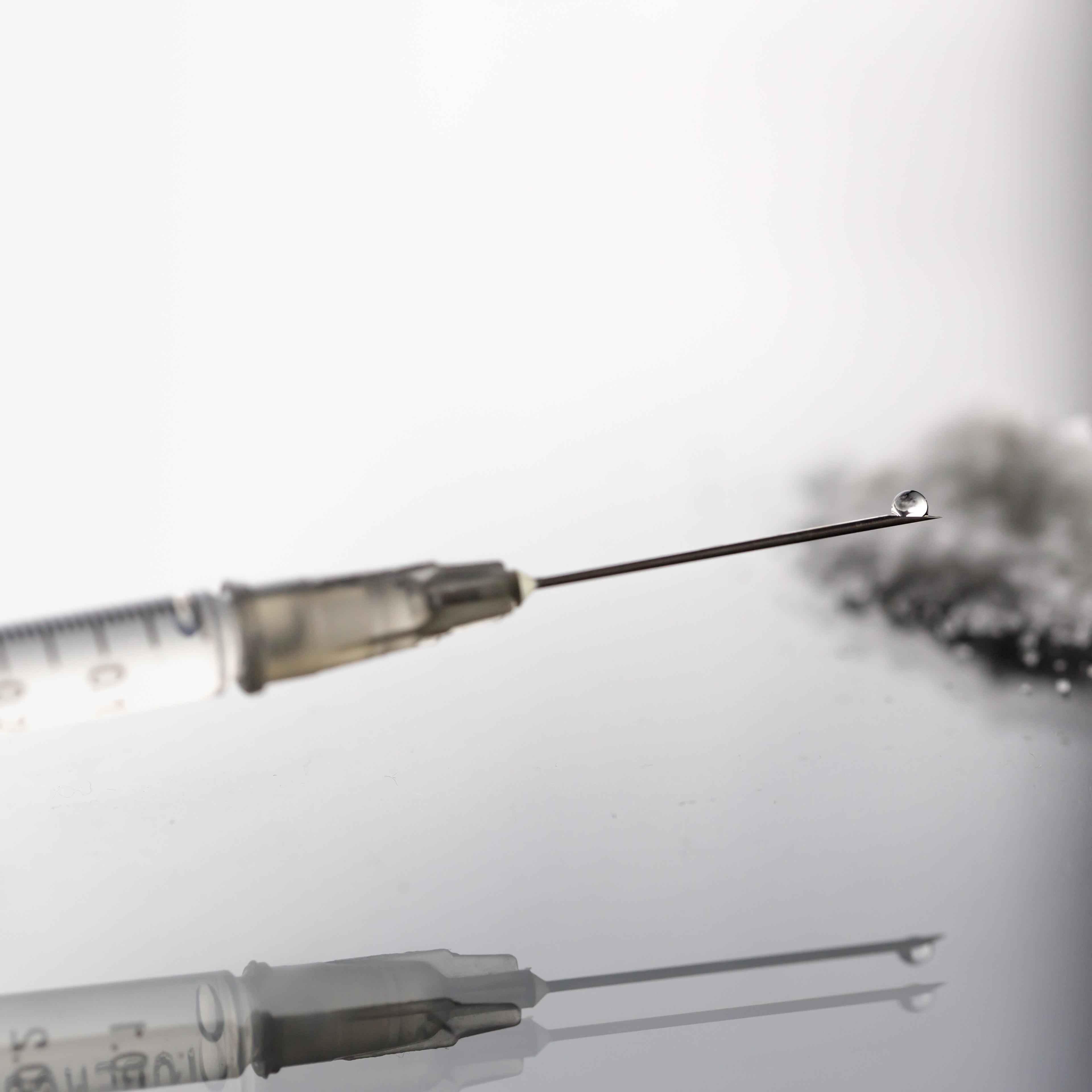 morphine or heroin drug liquid in syringe
