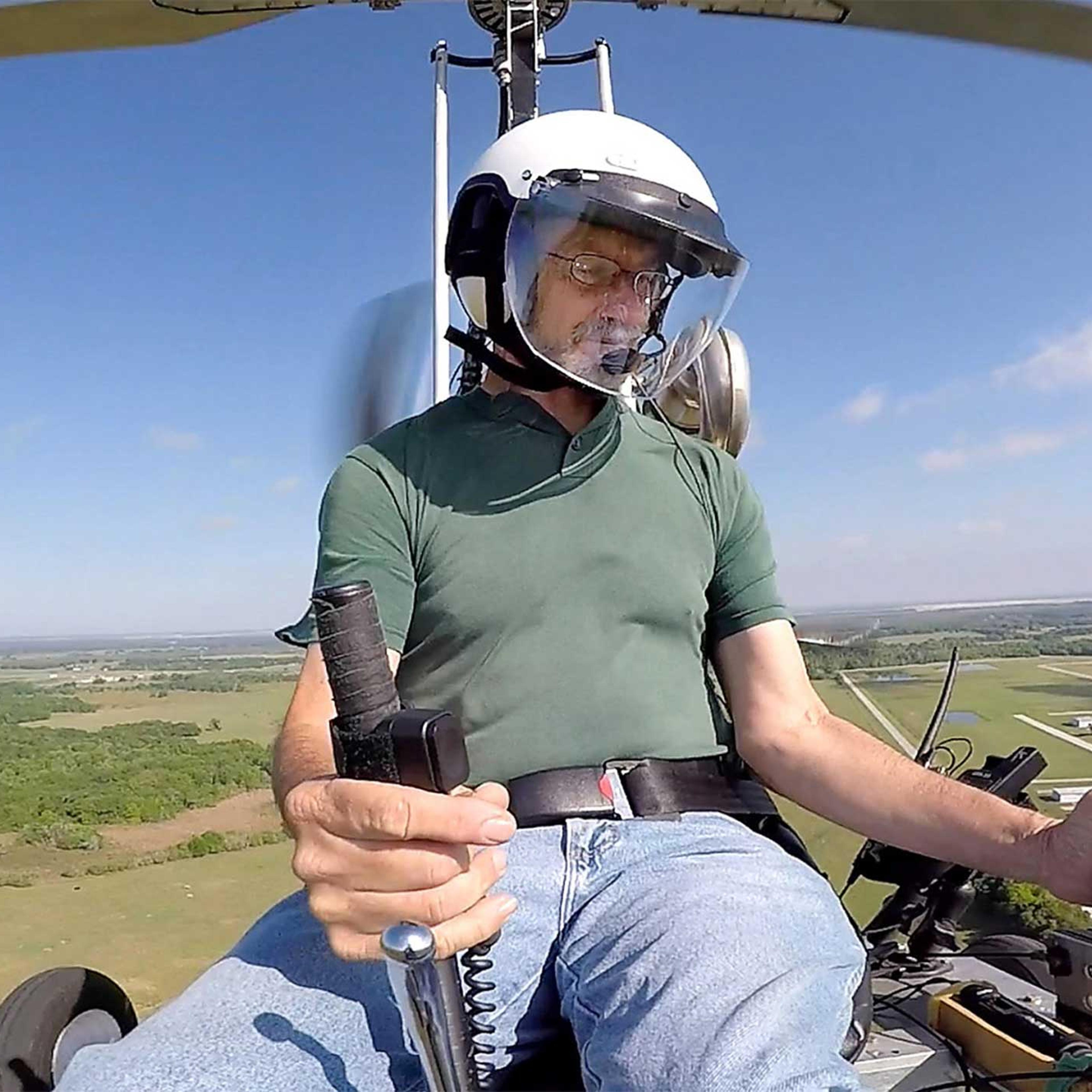 Doug Hughes flies his gyrocopter, near the Wauchula Municipal Airport in Wauchula, Fla., March 17, 2015.