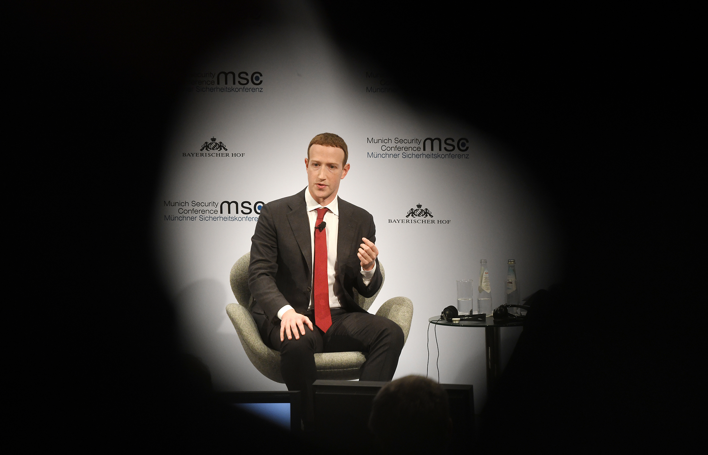 Mark Zuckerberg speaks at the 56th Munich Security Conference on Feb. 15, 2020.