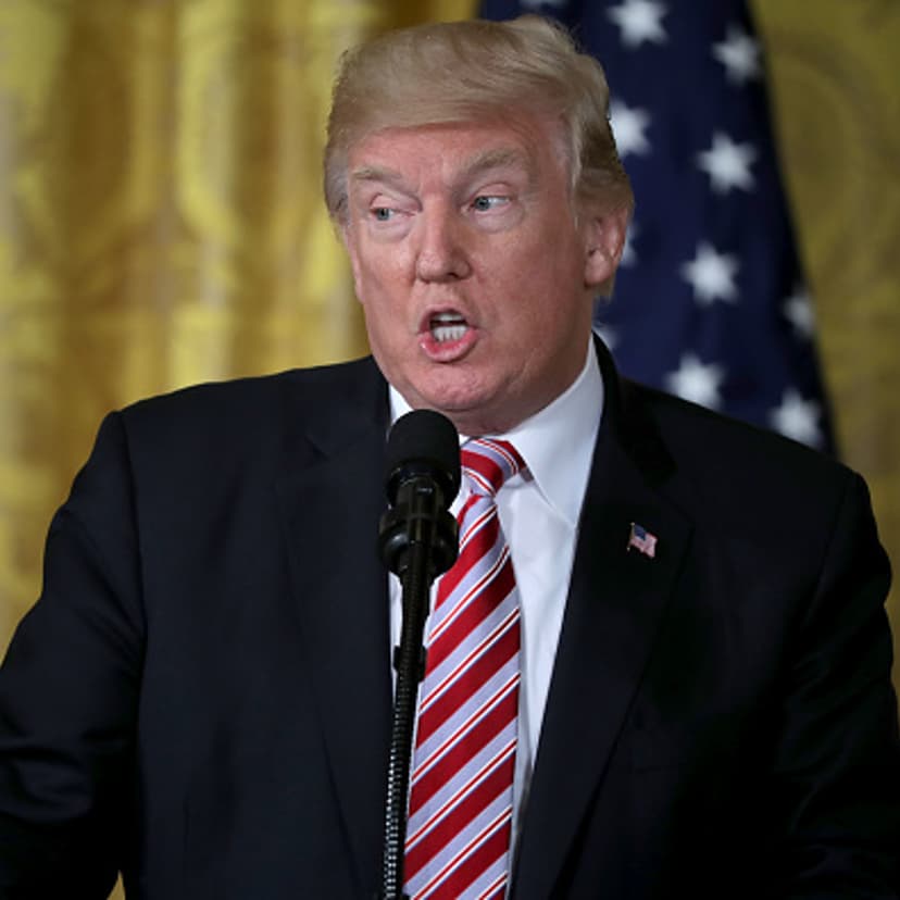 U.S. President Donald Trump answers reporters' questions during a joint news conference with Amir Sabah Al-Ahmad Al-Jaber Al-Sabah of Kuwait in the East Room of the White House September 7, 2017 in Washington, DC.