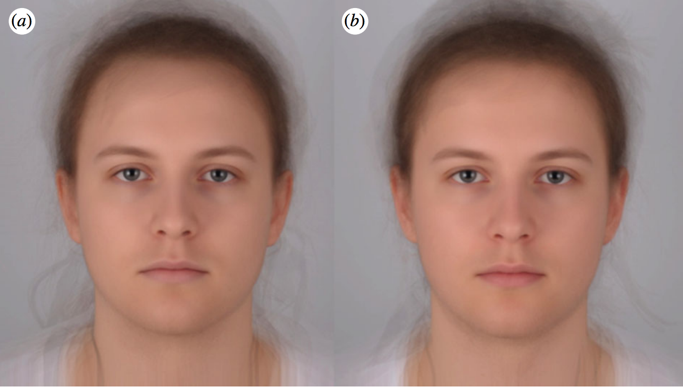 The study includes this composite rendering of photographs taken while participants felt sick (a) and healthy (b). 