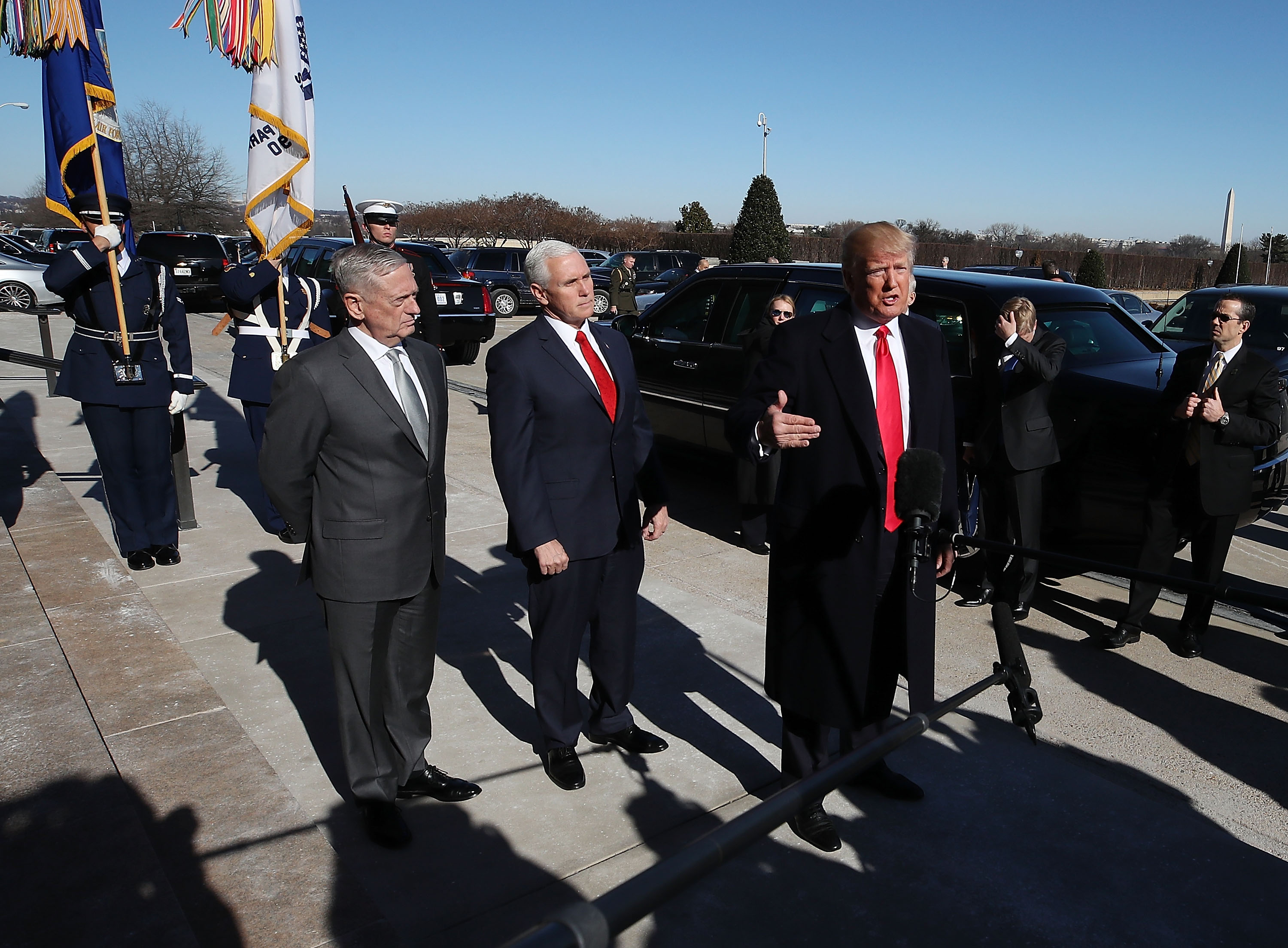 President Trump Meets With Defense Secretary Mattis And Senior Military Leaders At The Pentagon