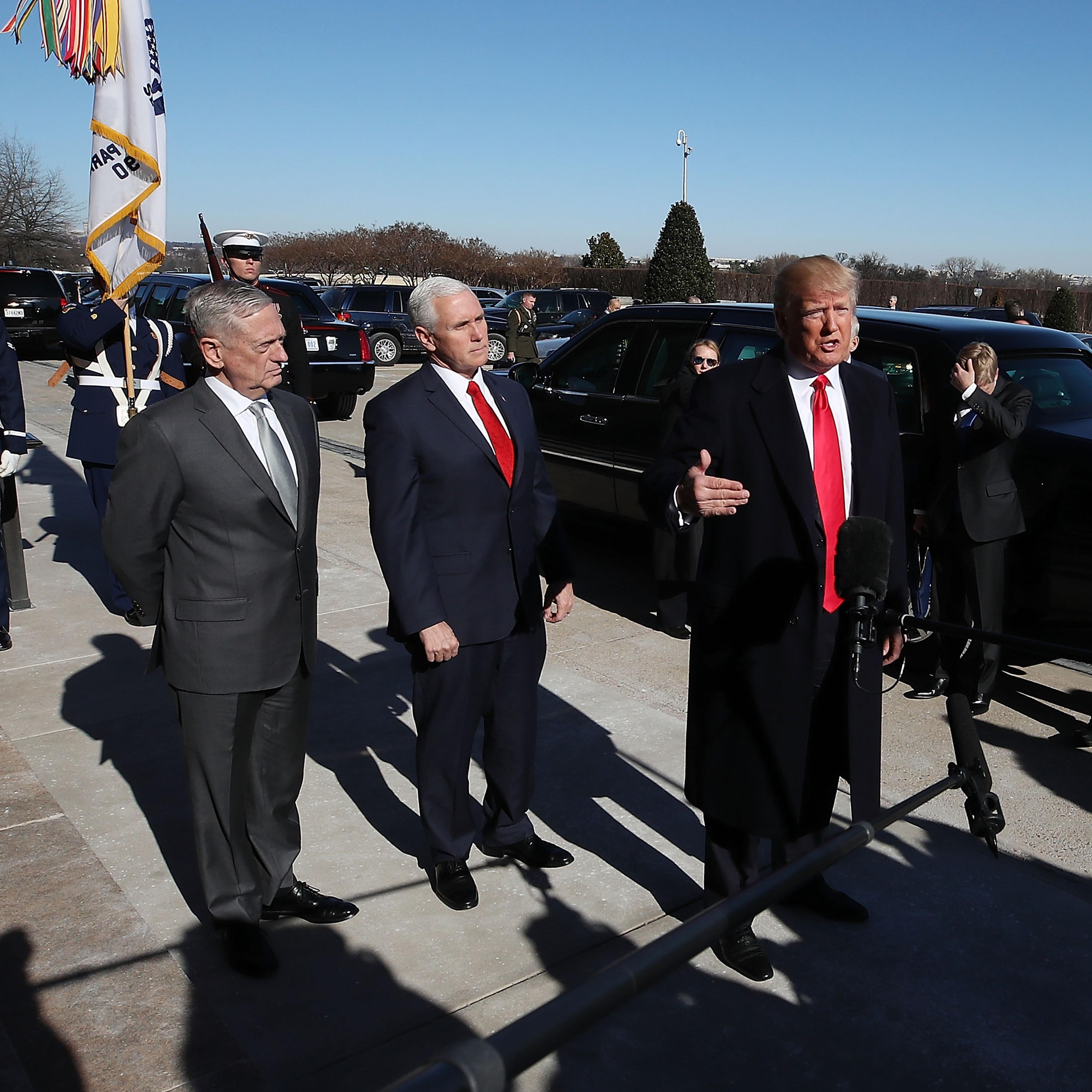 President Trump Meets With Defense Secretary Mattis And Senior Military Leaders At The Pentagon