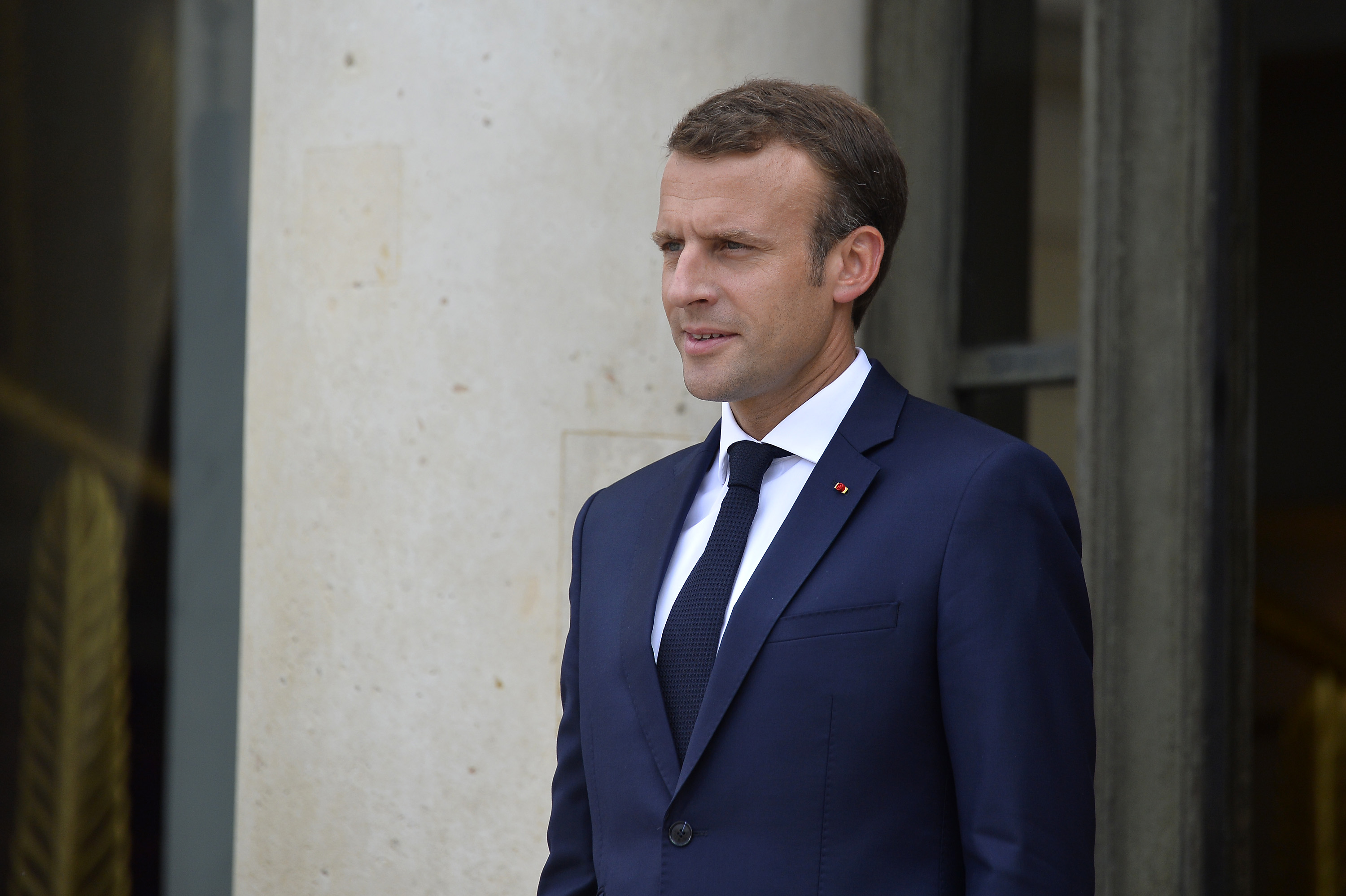 French President Emmanuel Macron Receives Giuseppe Conte, Italy's Prime Minister At Elysee Palace
