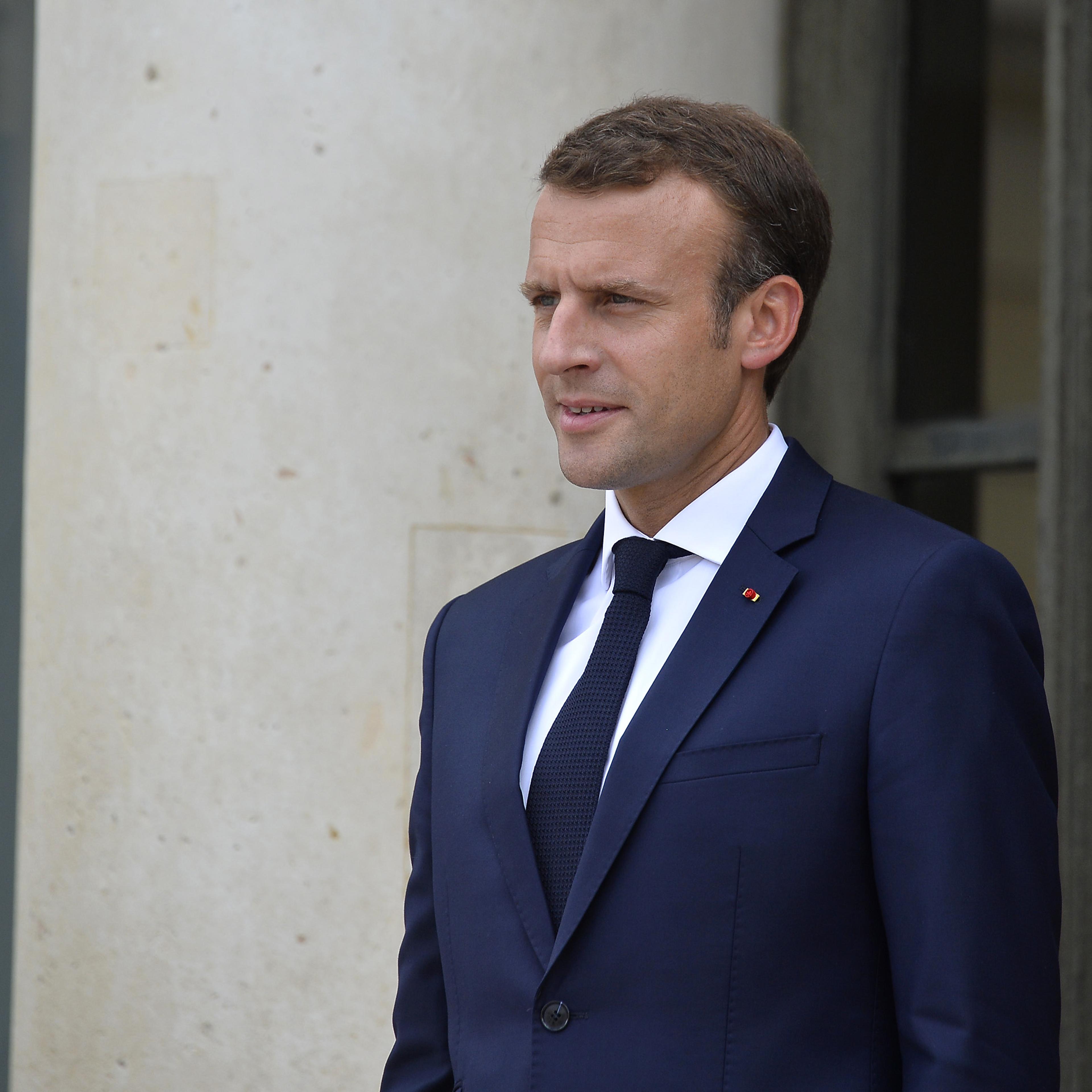 French President Emmanuel Macron Receives Giuseppe Conte, Italy's Prime Minister At Elysee Palace