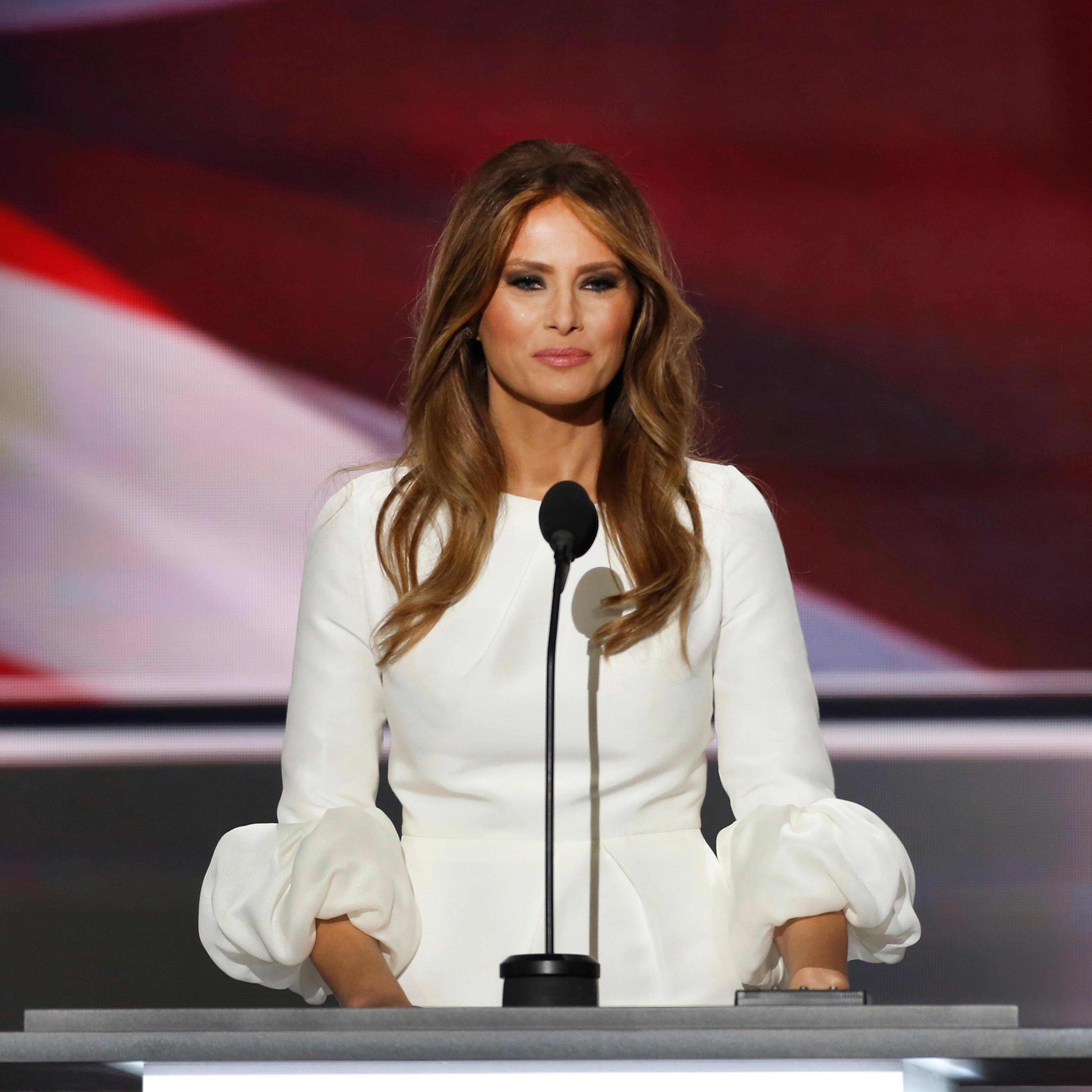 Melania Trump speaks during the Republican National Convention in Cleveland, Ohio, on July 18, 2016.