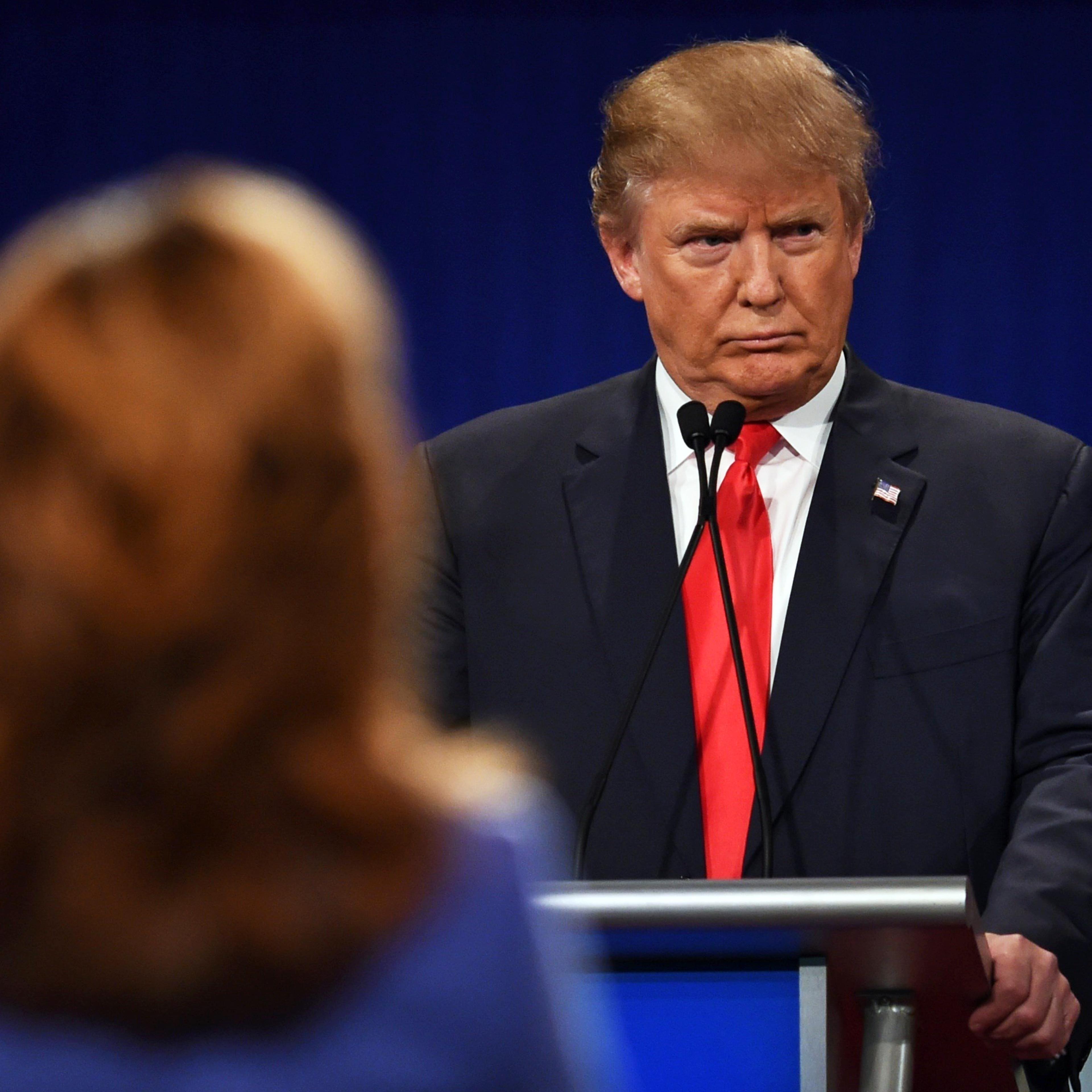 Republican Presidential candidate businessman Donald Trump speaks during the Republican presidential debate in North Charleston, S.C. on Jan. 14, 2016.