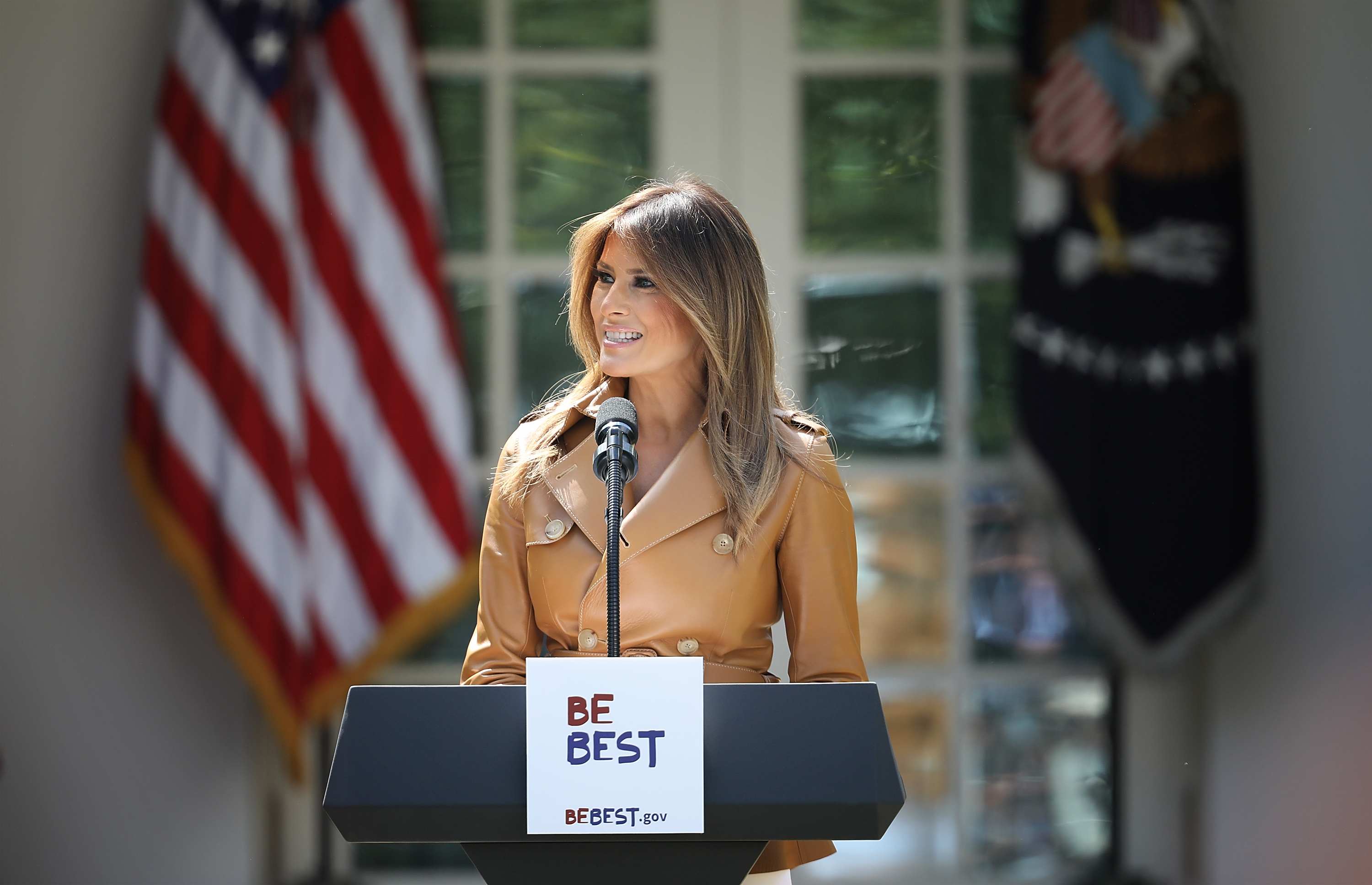 First Lady Melania Trump Speaks On The Launch Of Her Initiatives In The Rose Garden Of White House