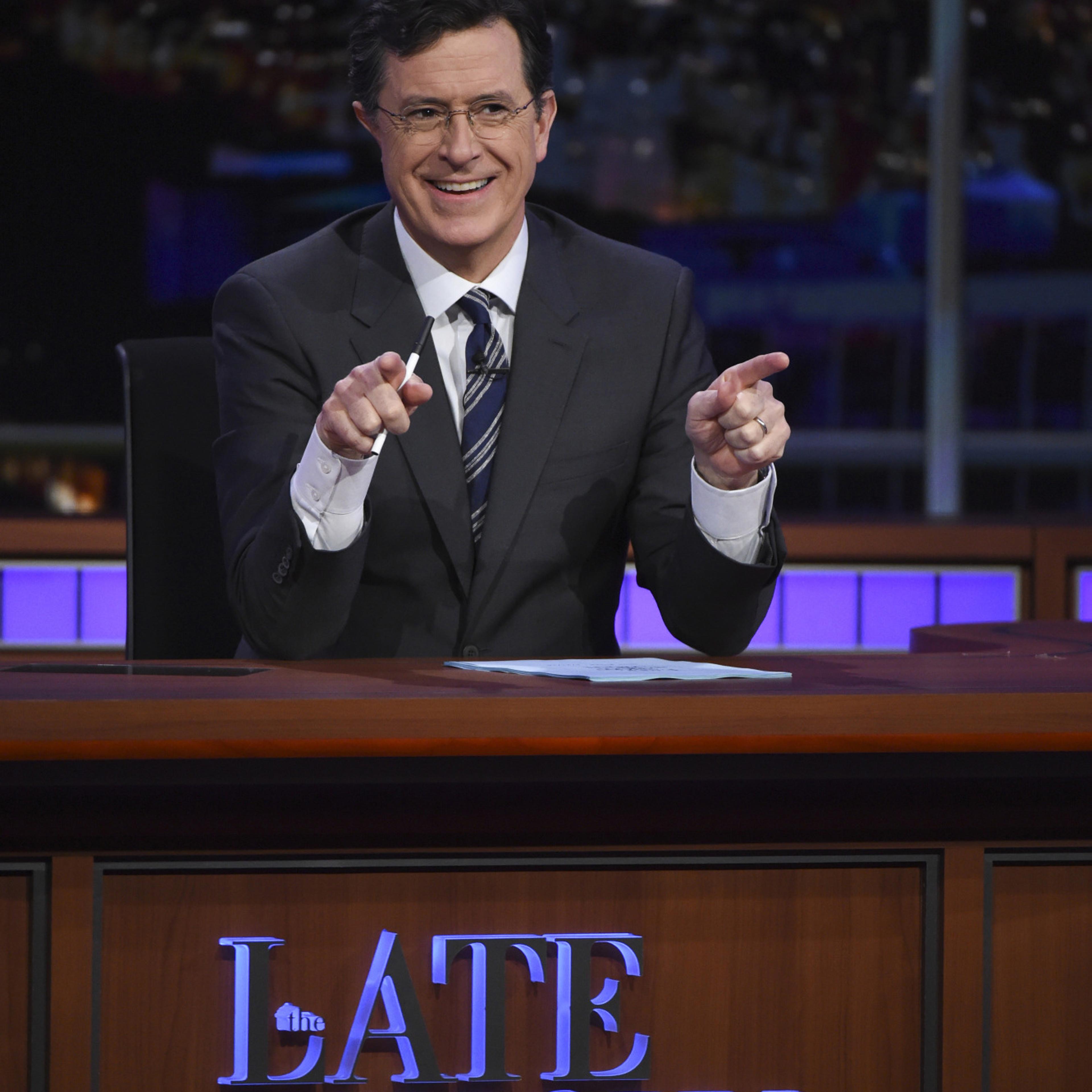 Stephen Colbert on The Late Show with Stephen Colbert in New York on April 21, 2016.
