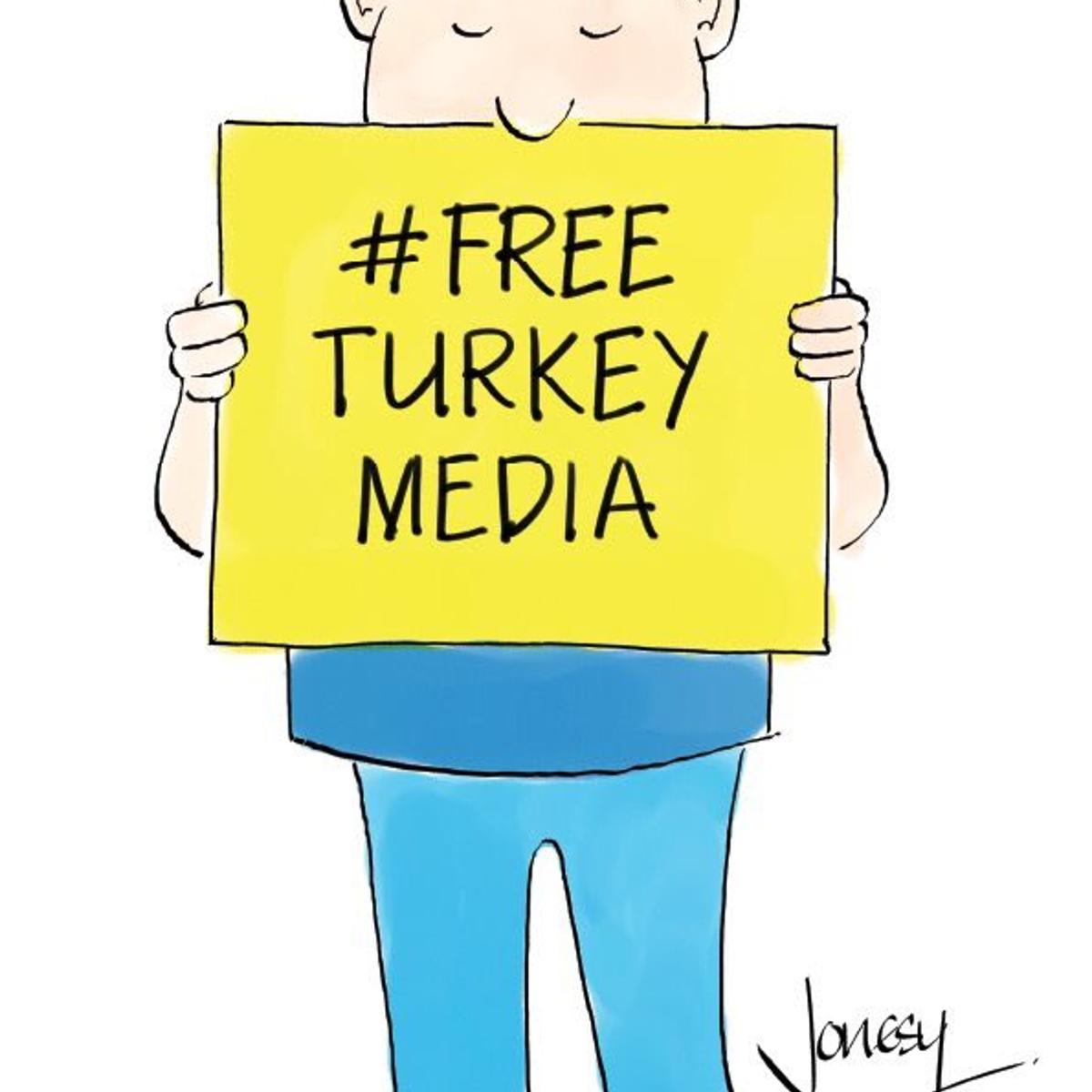 A cartoon for Amnesty International's FreeTurkeyMedia campaign by cartoonist Steve Jones