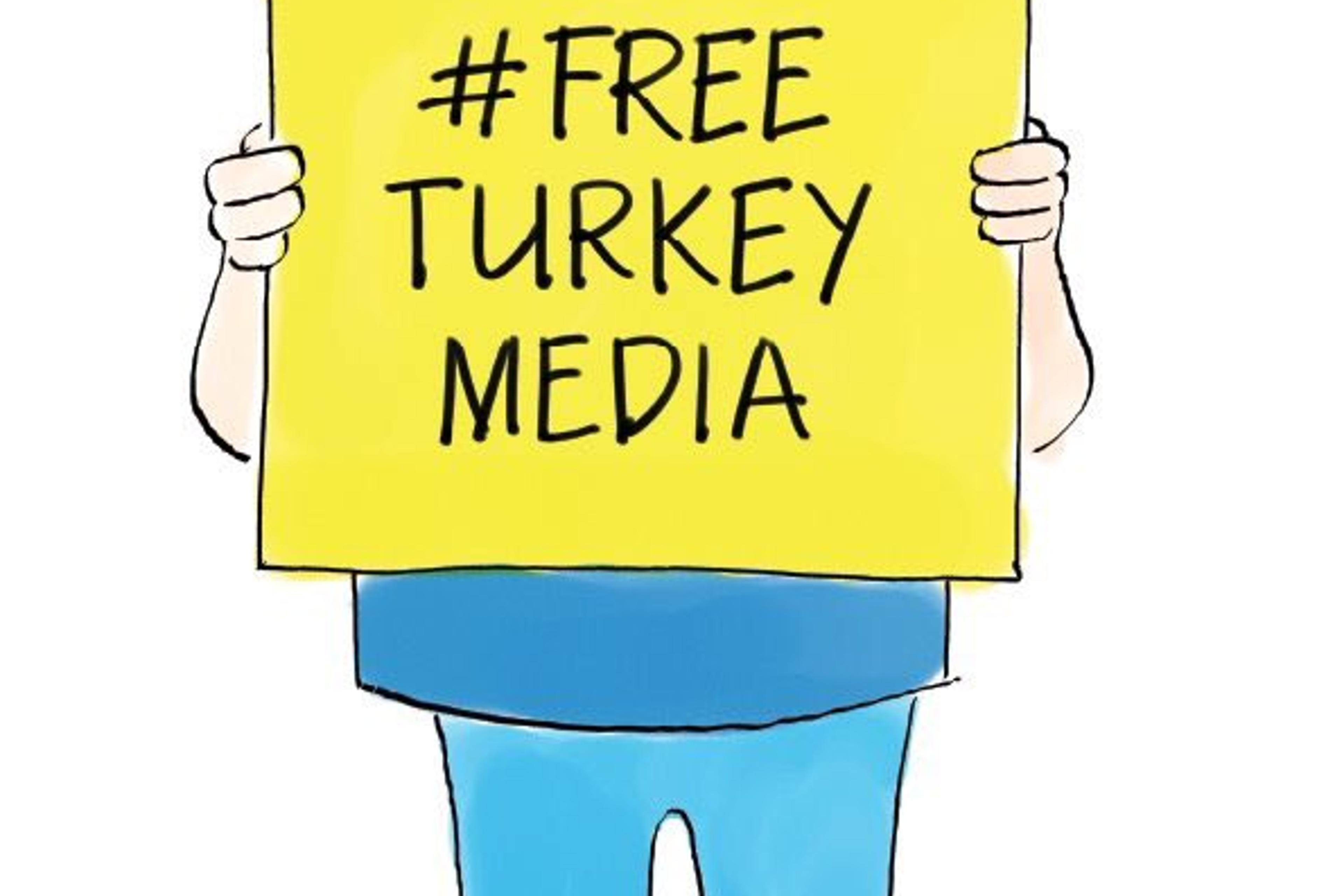 A cartoon for Amnesty International's FreeTurkeyMedia campaign by cartoonist Steve Jones