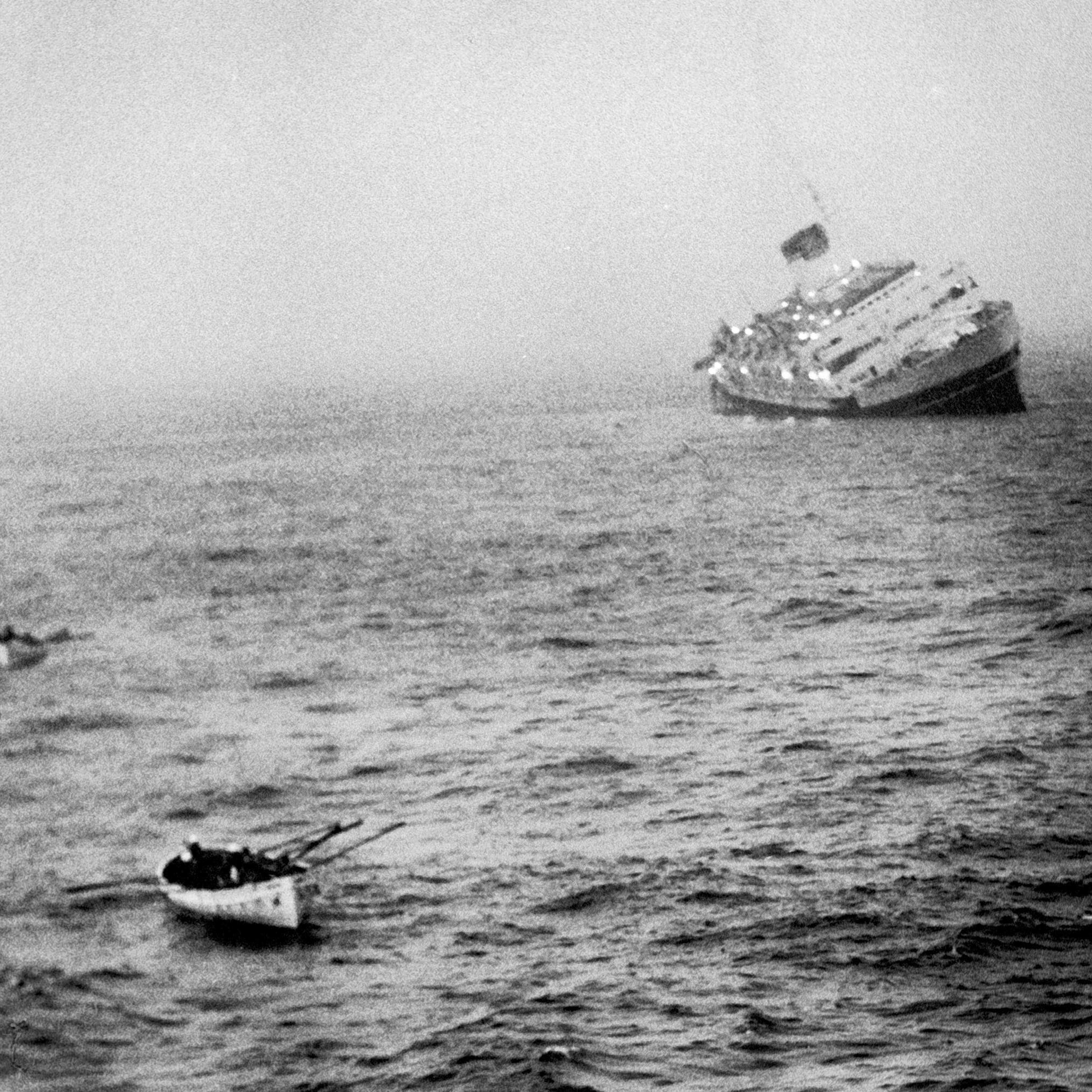Italian liner Andrea Doria sinking in At