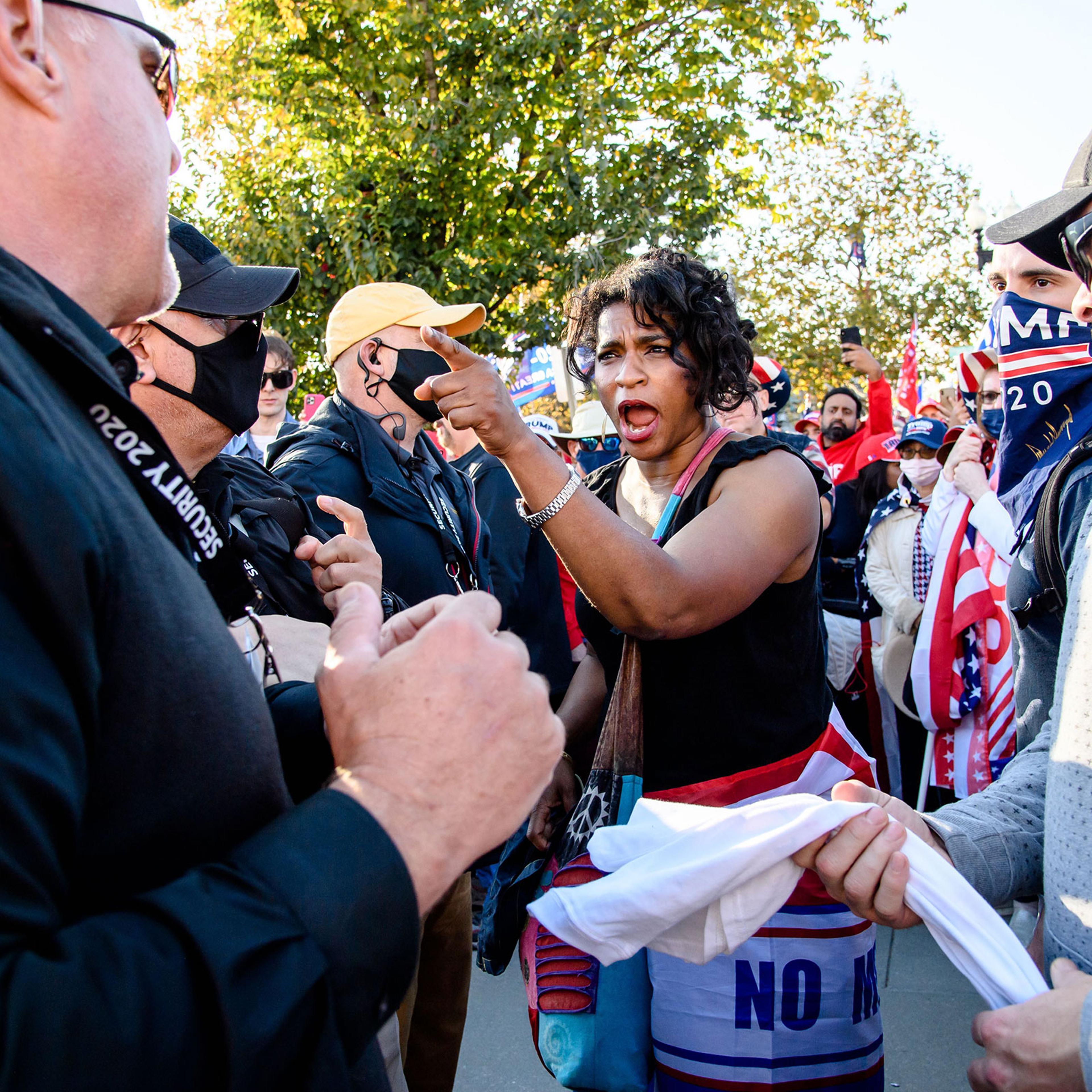Trump supporters face off with counterprotesters near the Supreme Court, on Nov. 14 in Washington