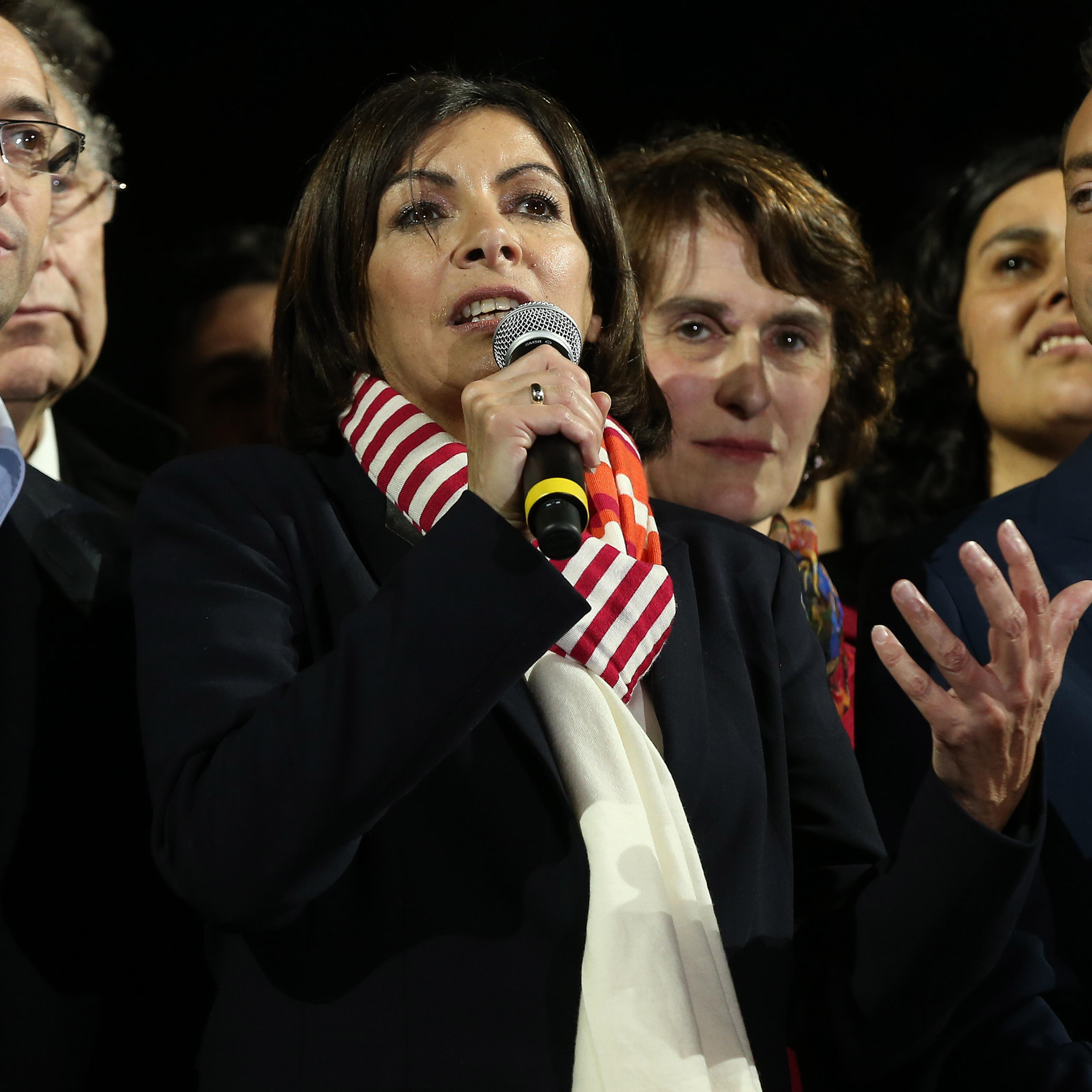 Paris Socialist Mayoral Candidate Anne Hidalgo Celebrates Her Victory In Paris
