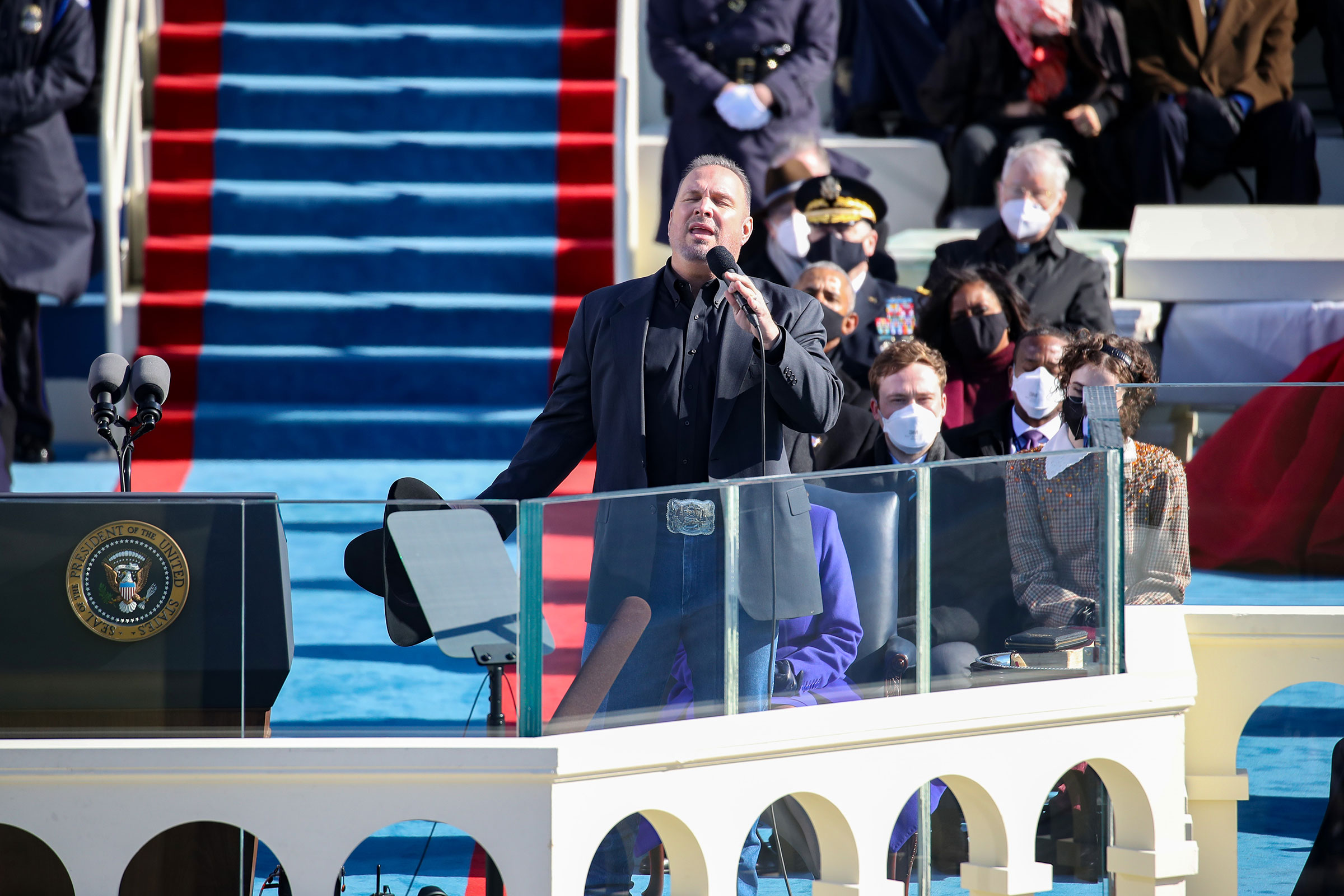 Garth Brooks performs at the inauguration of President Joe Biden and Vice President Kamala Harris on the West Front of the Capitol in Washington on Jan. 20, 2021.