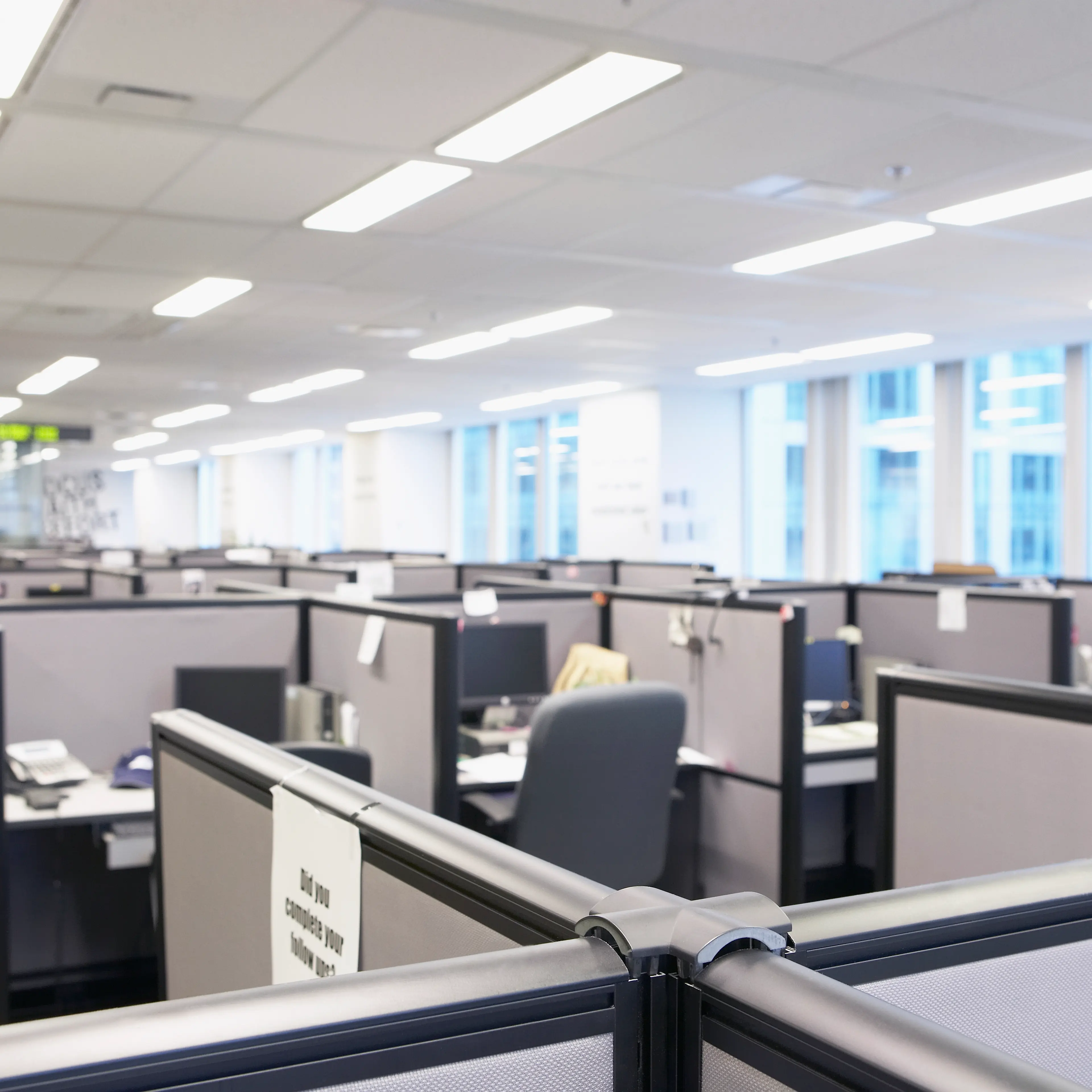 Empty office space with cubicles