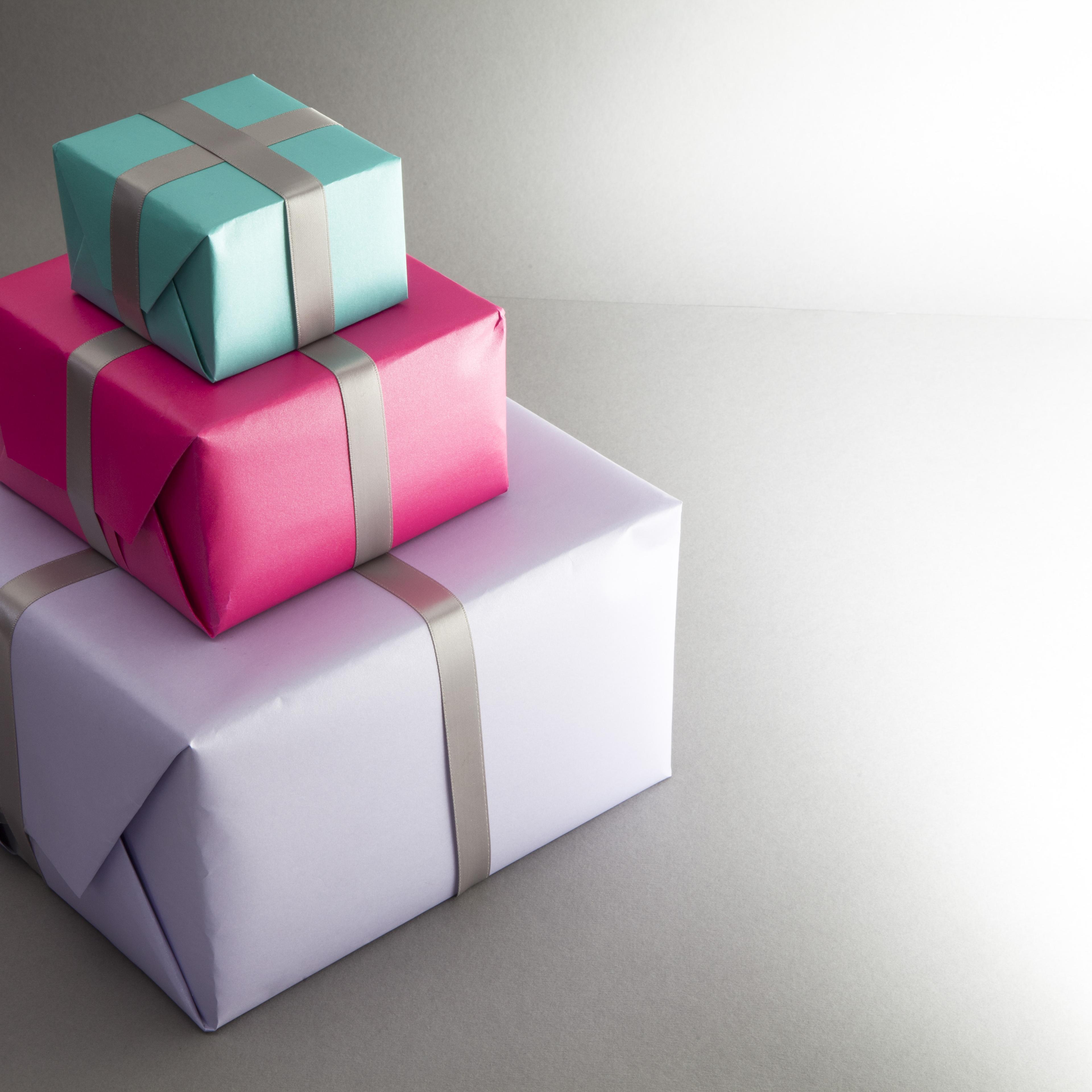Three wrapped gifts