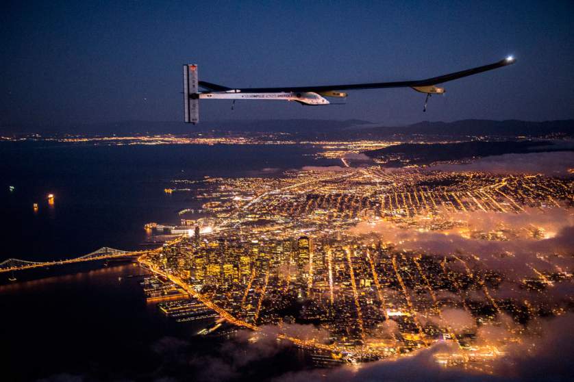 Solar Impulse night flight over San Francisco
