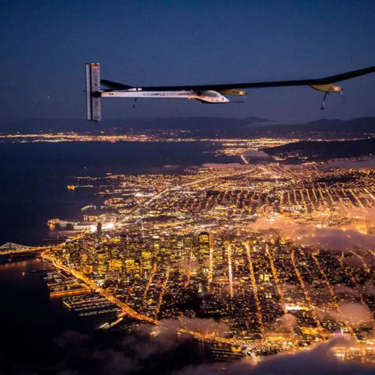 Solar Impulse night flight over San Francisco
