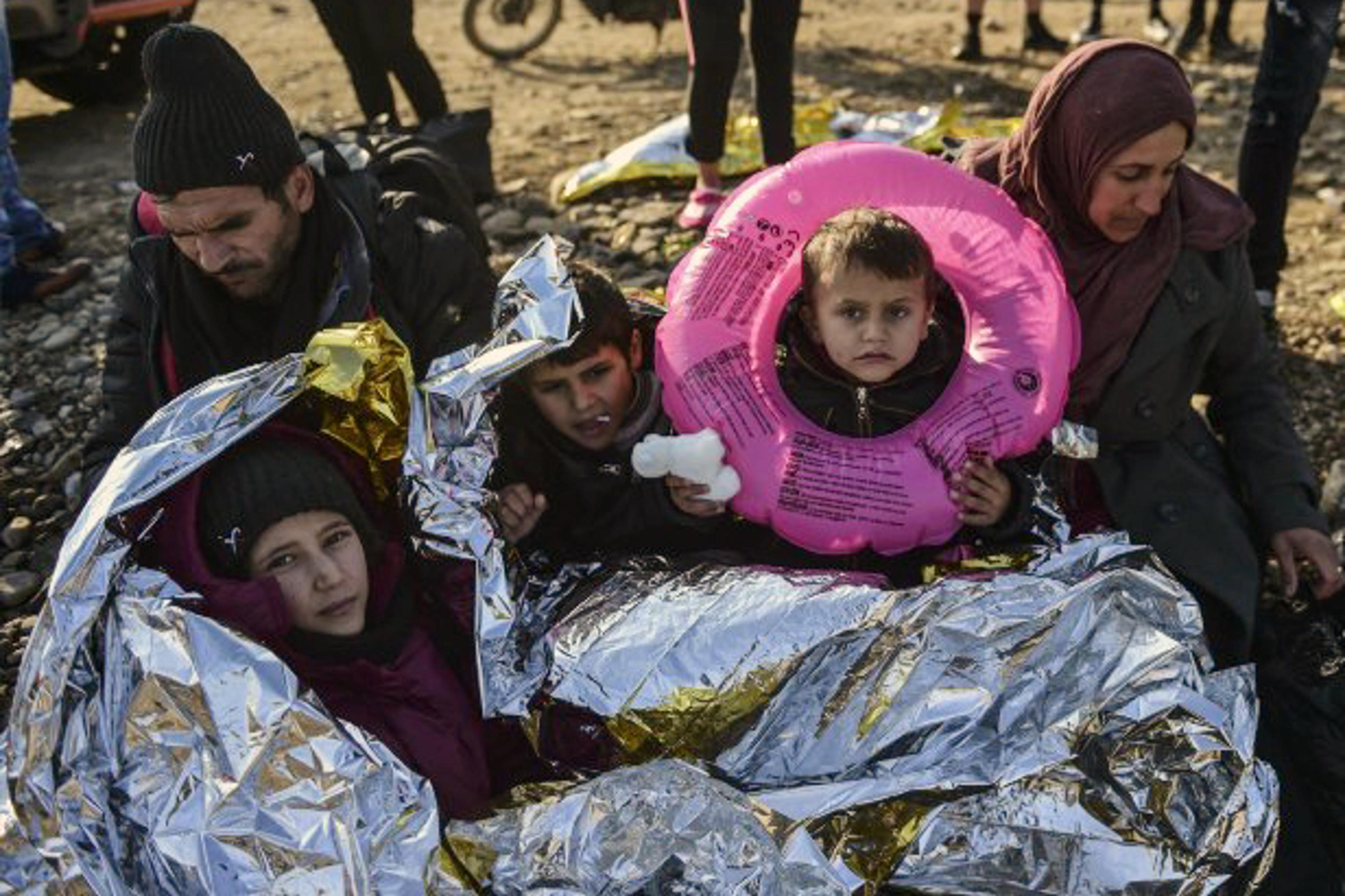 A family of Syrian refugees arrived on the Greek island of Lesbos on Nov. 17, 2015.