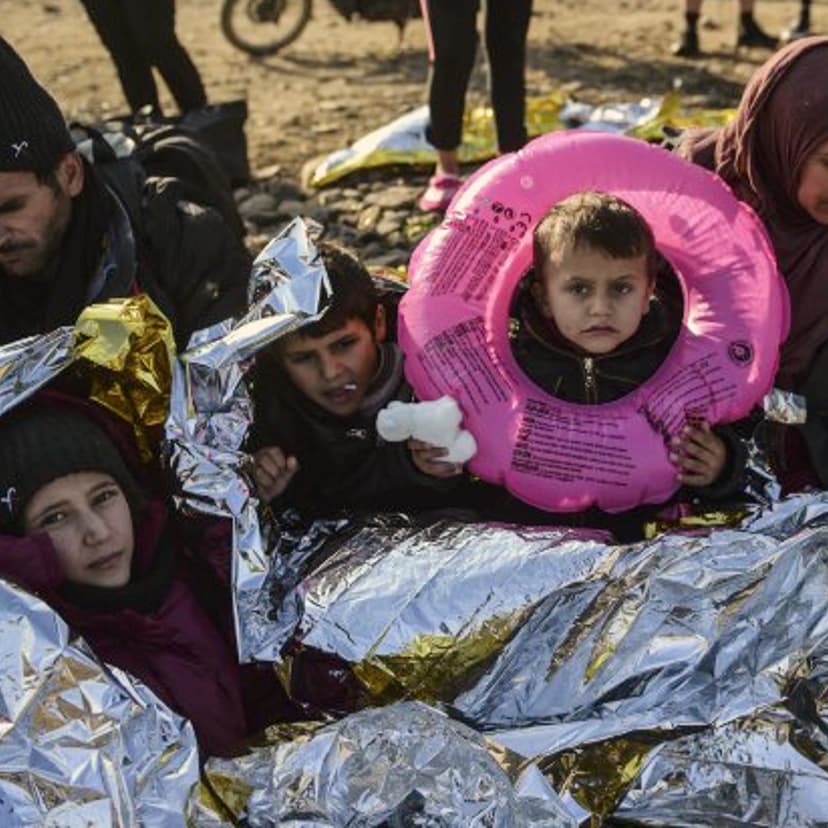 A family of Syrian refugees arrived on the Greek island of Lesbos on Nov. 17, 2015.