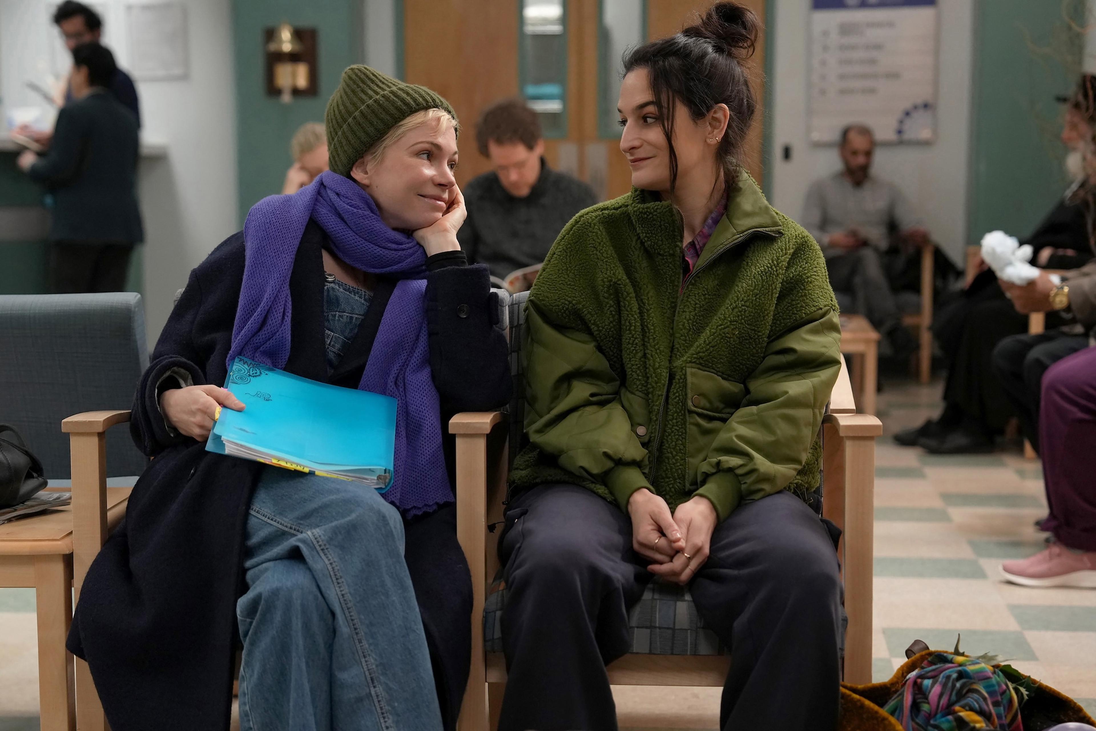 FX's Dying for Sex -- "Masturbation is Important" -- Episode 2 (Airs Friday, April 4 on Hulu ) -- Pictured: (l-r) Michelle Williams as Molly, Jenny Slate as Nikki.. CR: Sarah Shatz/FX