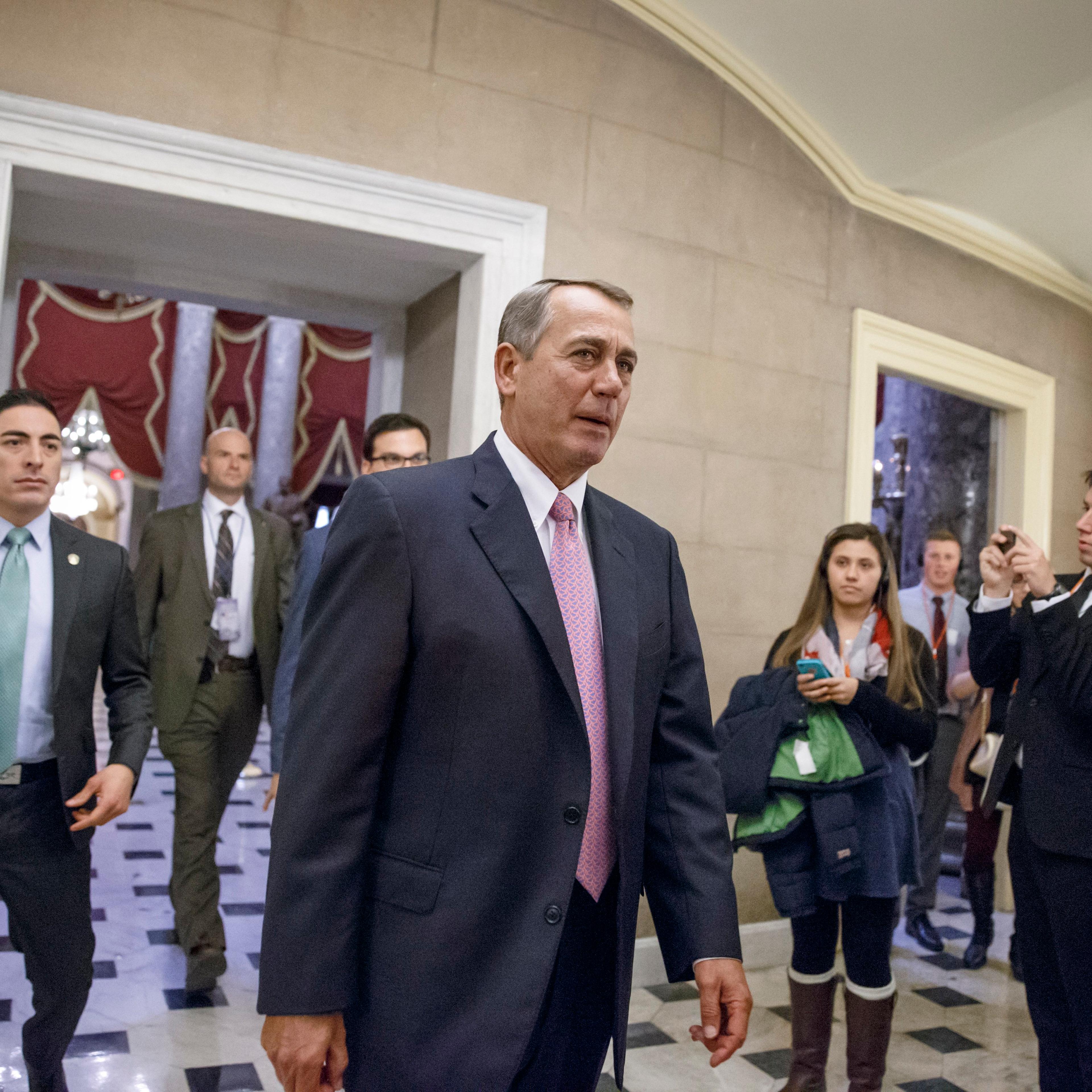 House Speaker John Boehner of Ohio returns to his office on Capitol Hill in Washington on March 3, 2015.