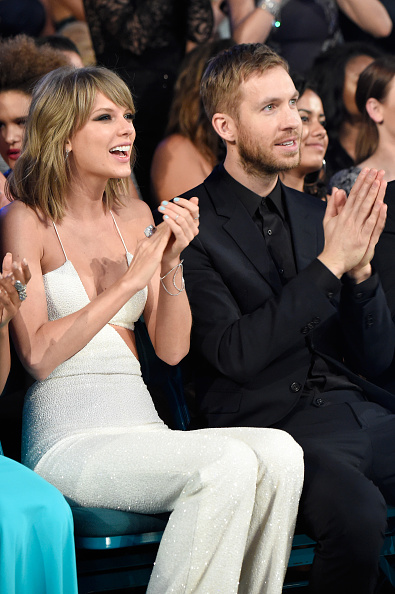 Taylor Swift (L) and Calvin Harris at the 2015 Billboard Music Awards in Las Vegas on May 17, 2015.
